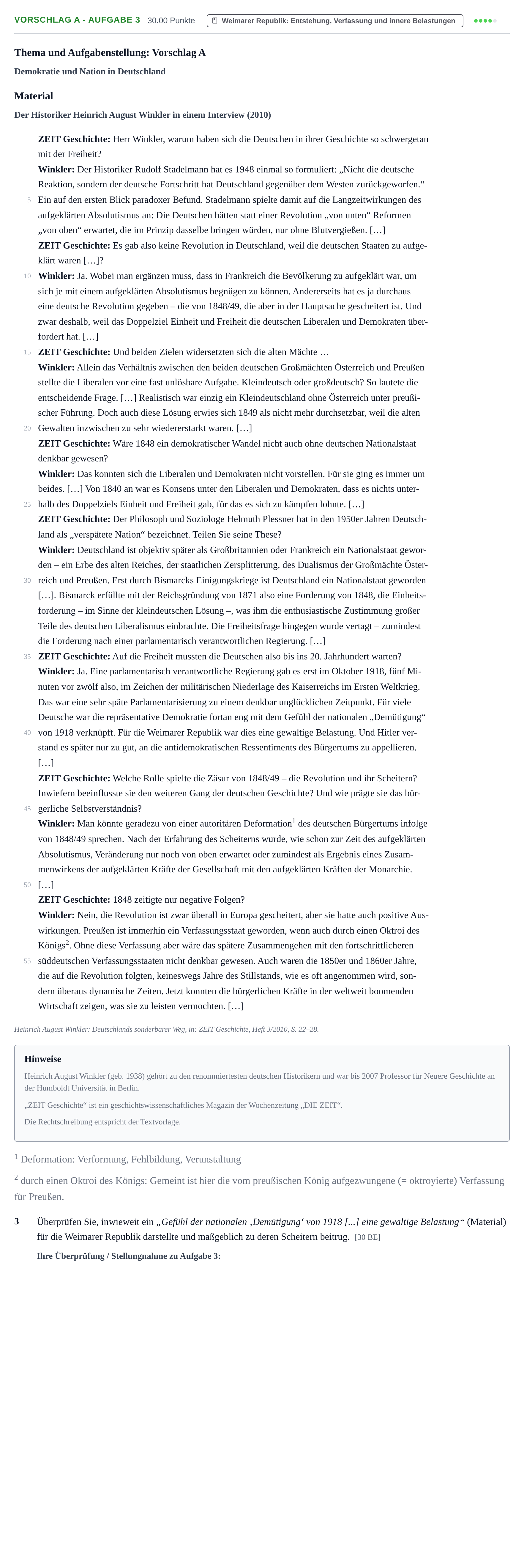 Aufgabenstellung: Aufgabe Vorschlag A - Aufgabe 3 · Abitur Hessen Geschichte GK 2022