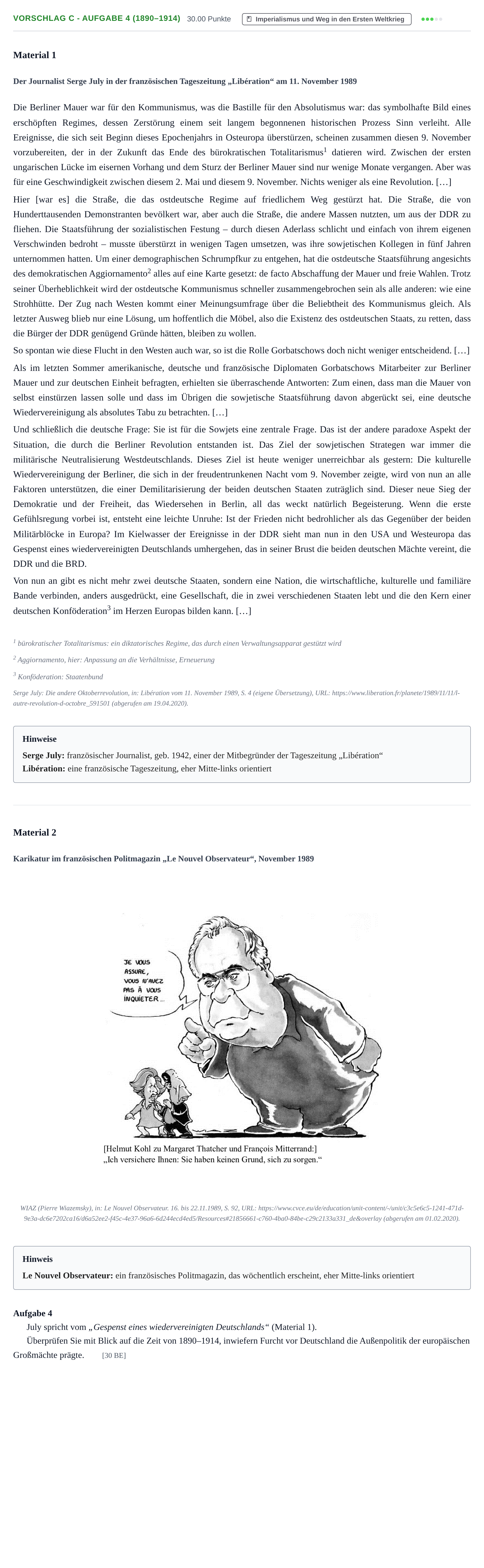 Aufgabenstellung: Aufgabe Vorschlag C - Aufgabe 4 (1890–1914) · Abitur Hessen Geschichte GK 2022