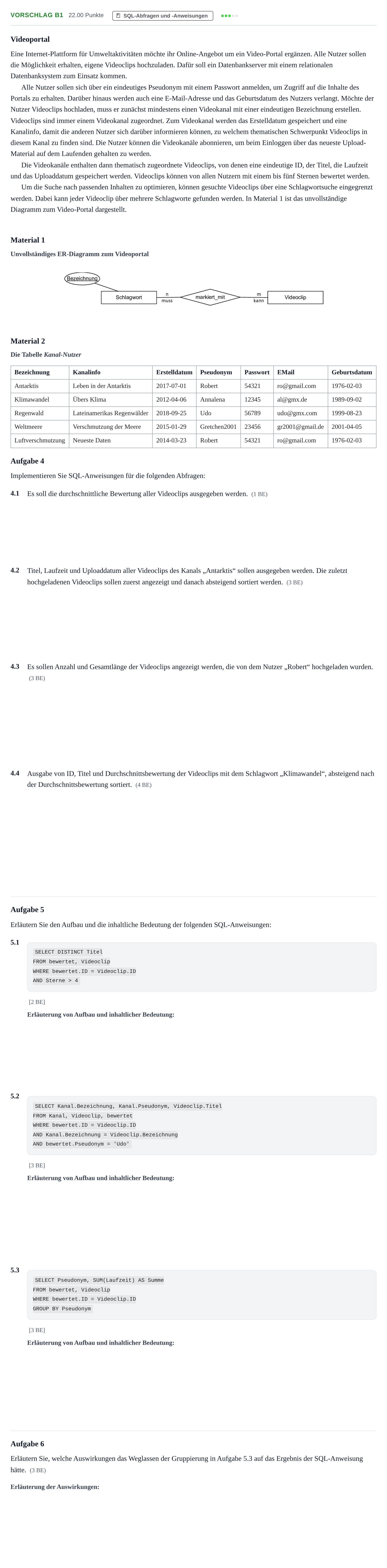 Aufgabenstellung: Aufgabe Vorschlag B1 · Abitur Hessen Informatik GK 2022