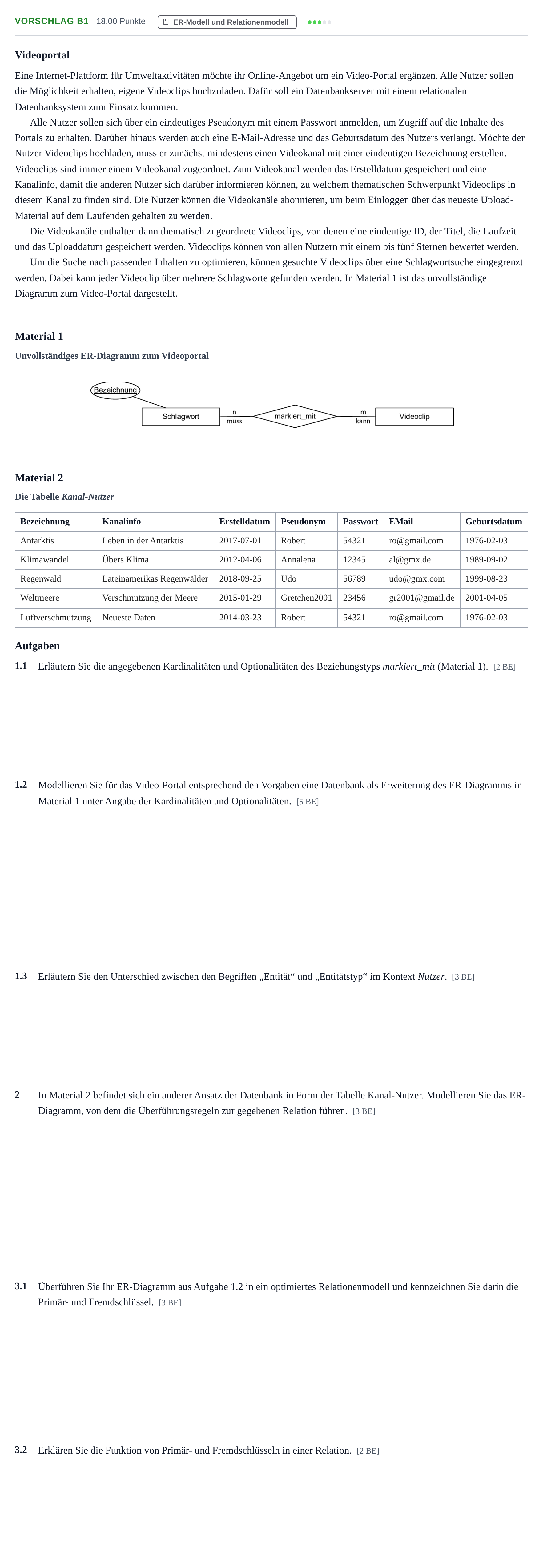 Aufgabenstellung: Aufgabe Vorschlag B1 · Abitur Hessen Informatik GK 2022