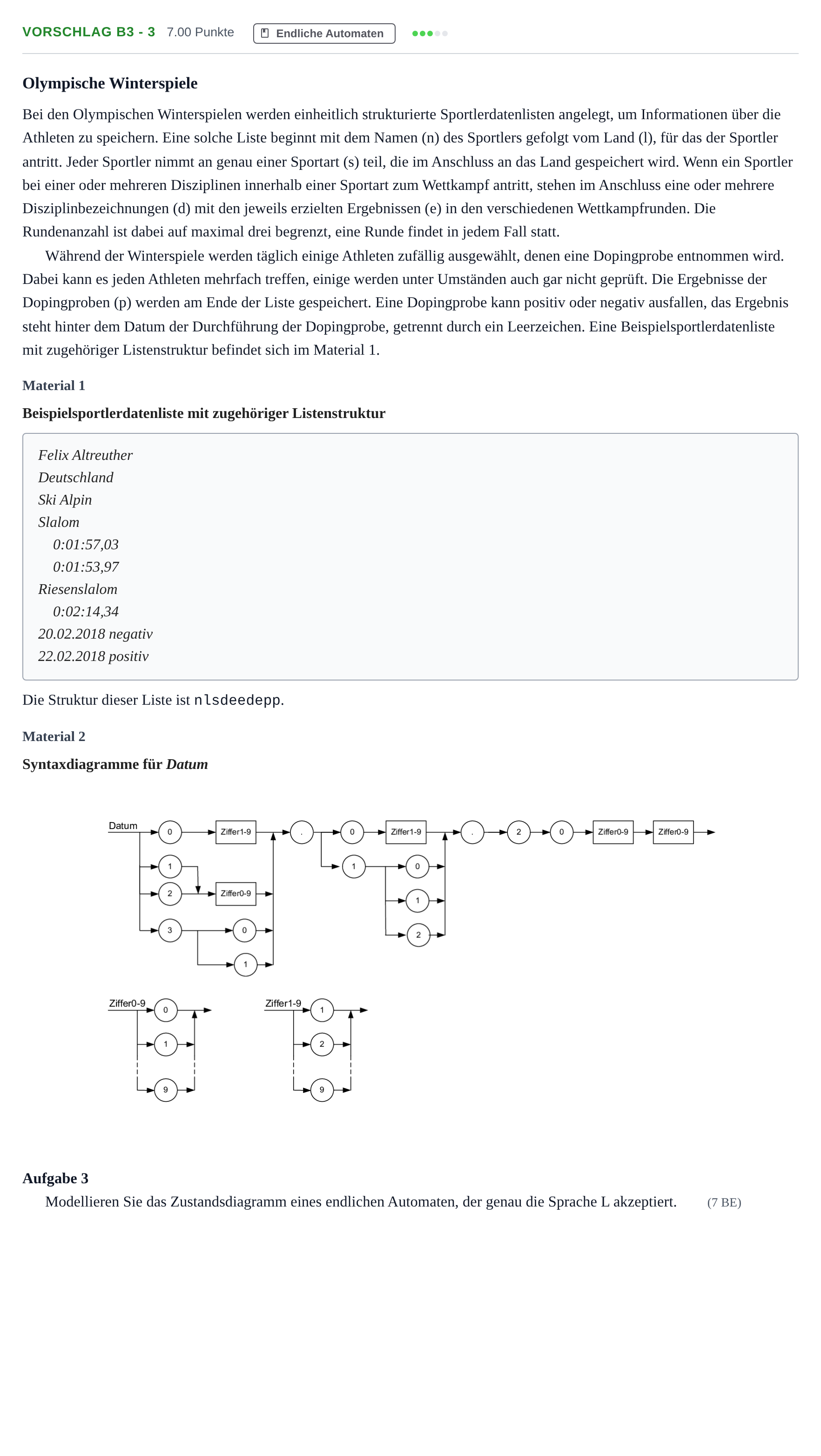 Aufgabenstellung: Aufgabe Vorschlag B3 - 3 · Abitur Hessen Informatik GK 2022