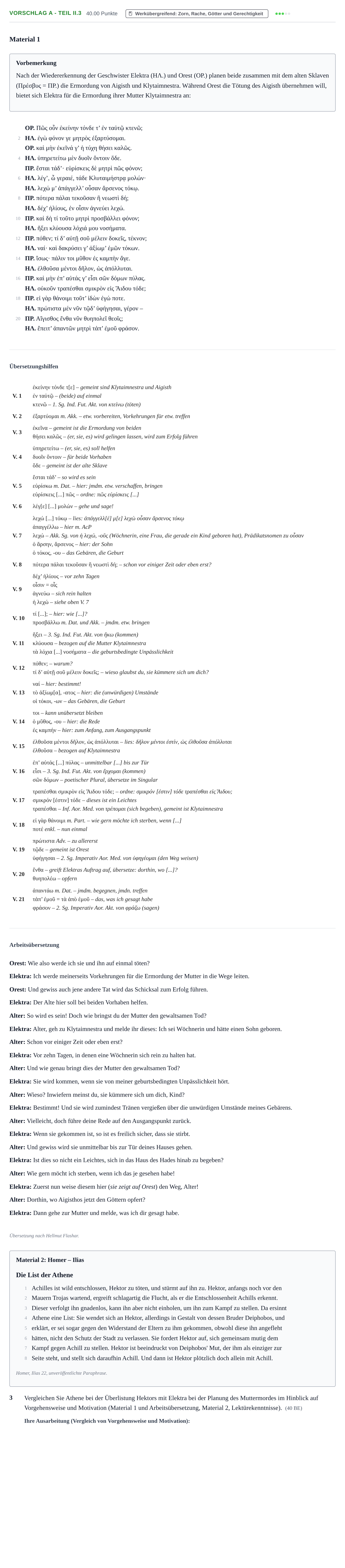 Aufgabenstellung: Aufgabe Vorschlag A - Teil II.3 · Abitur Hessen Altgriechisch GK 2022