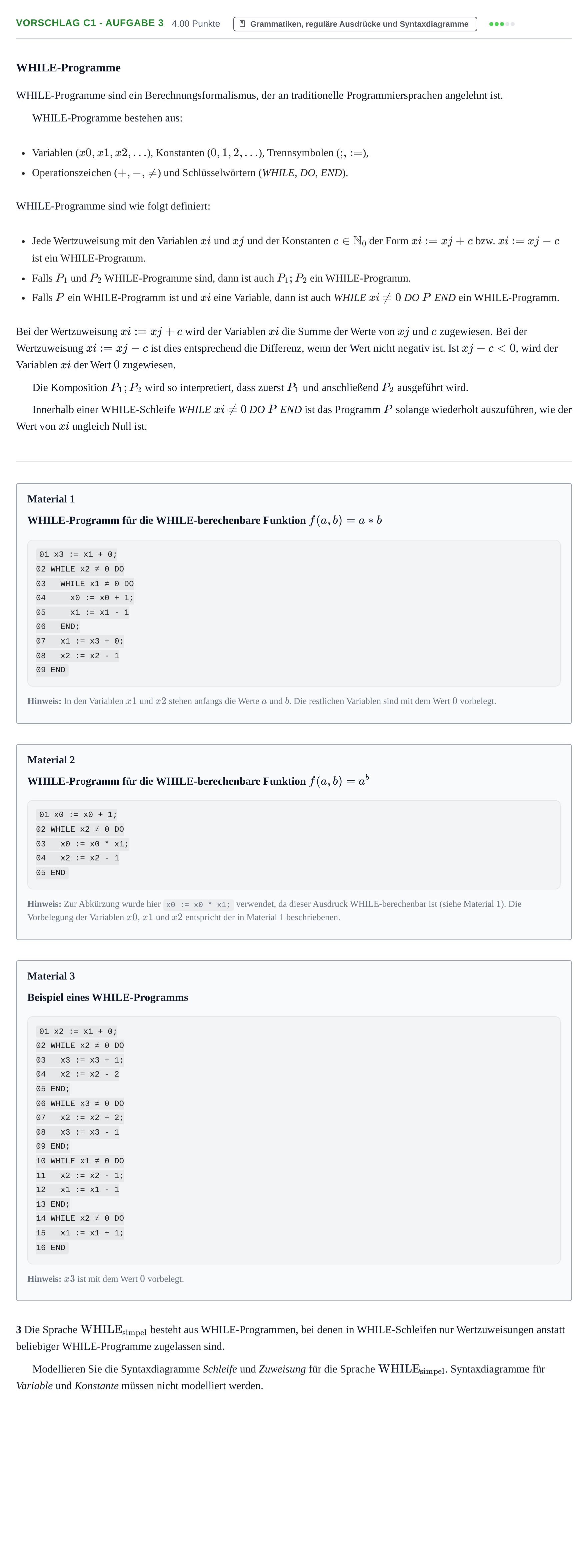 Aufgabenstellung: Aufgabe Vorschlag C1 - Aufgabe 3 · Abitur Hessen Informatik LK 2022