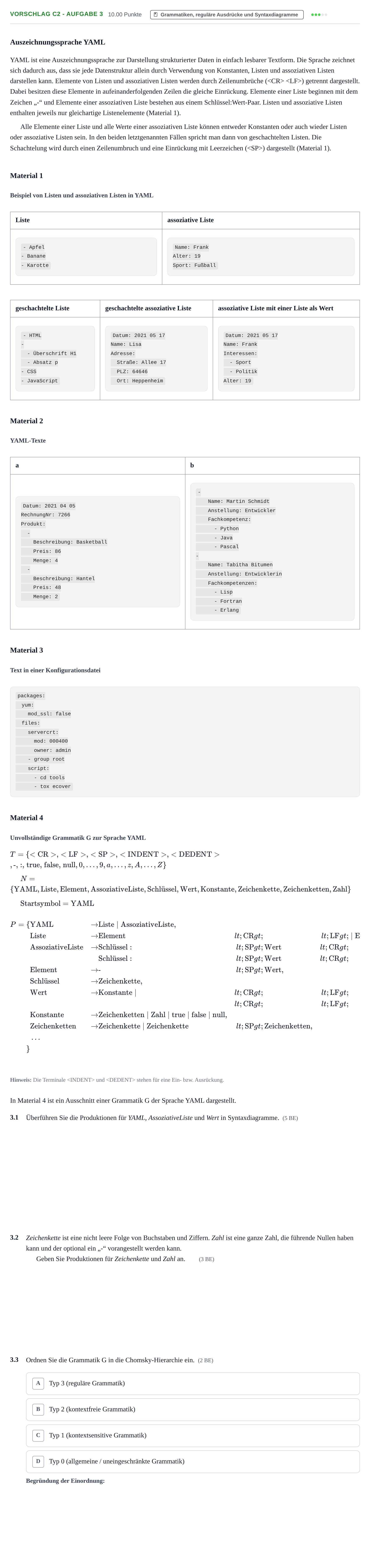 Aufgabenstellung: Aufgabe Vorschlag C2 - Aufgabe 3 · Abitur Hessen Informatik LK 2022