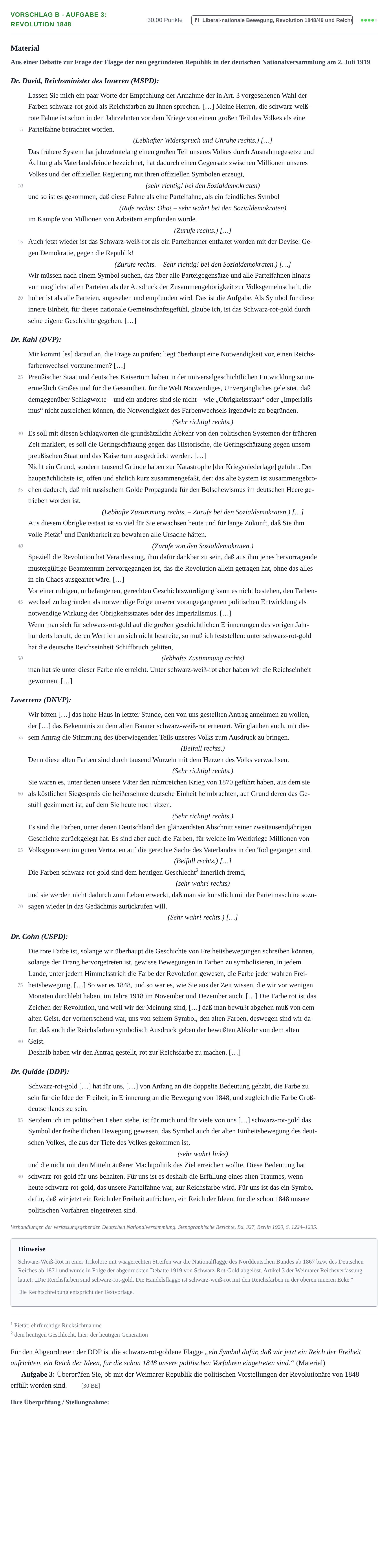 Aufgabenstellung: Aufgabe Vorschlag B - Aufgabe 3: Revolution 1848 · Abitur Hessen Geschichte LK 2022