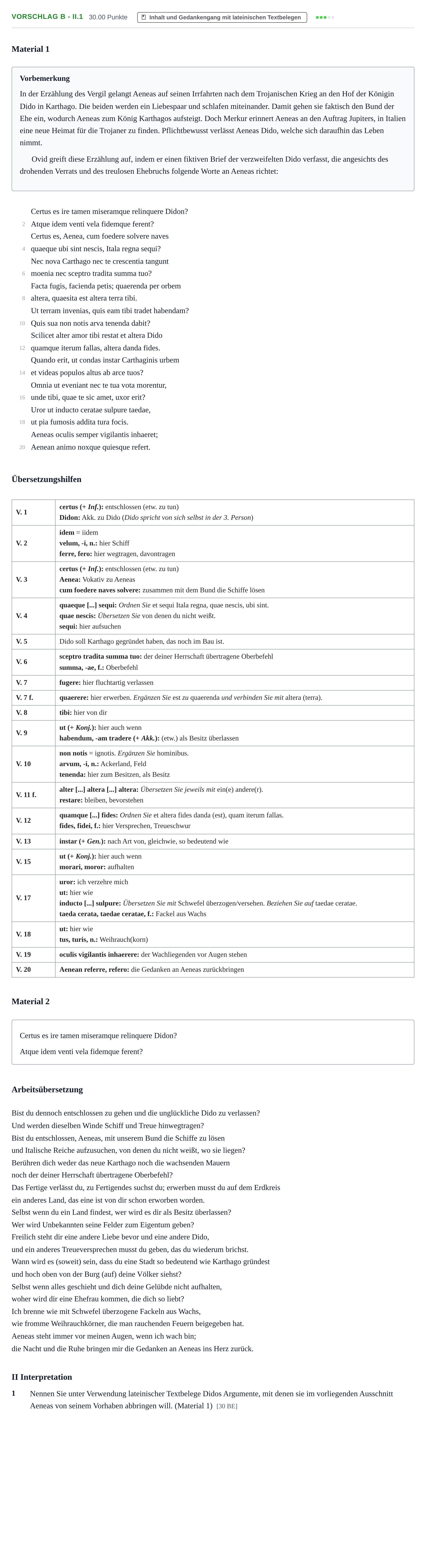 Aufgabenstellung: Aufgabe Vorschlag B - II.1 · Abitur Hessen Latein GK 2022