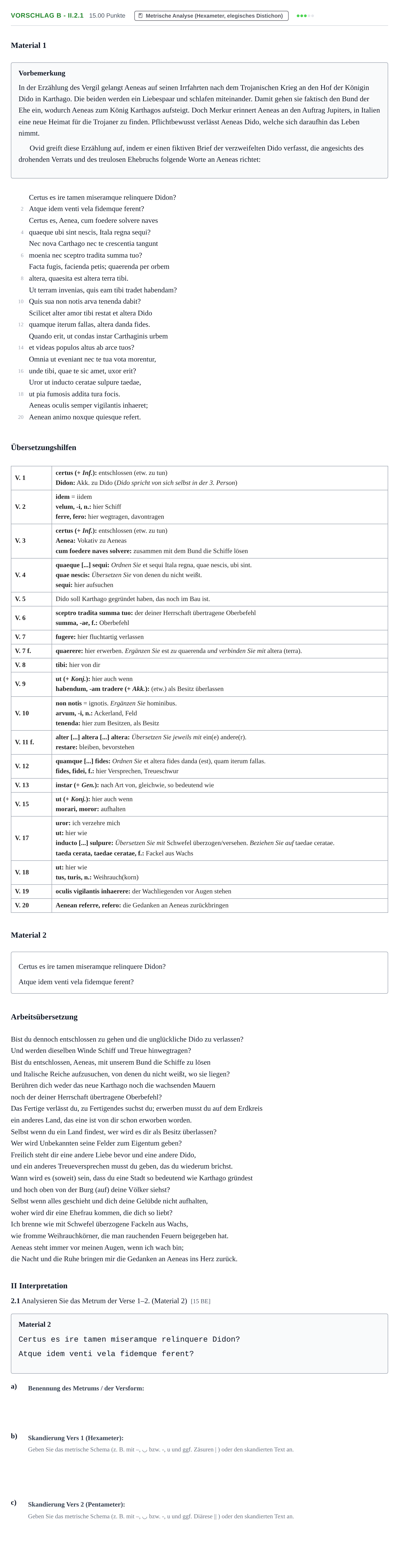 Aufgabenstellung: Aufgabe Vorschlag B - II.2.1 · Abitur Hessen Latein GK 2022
