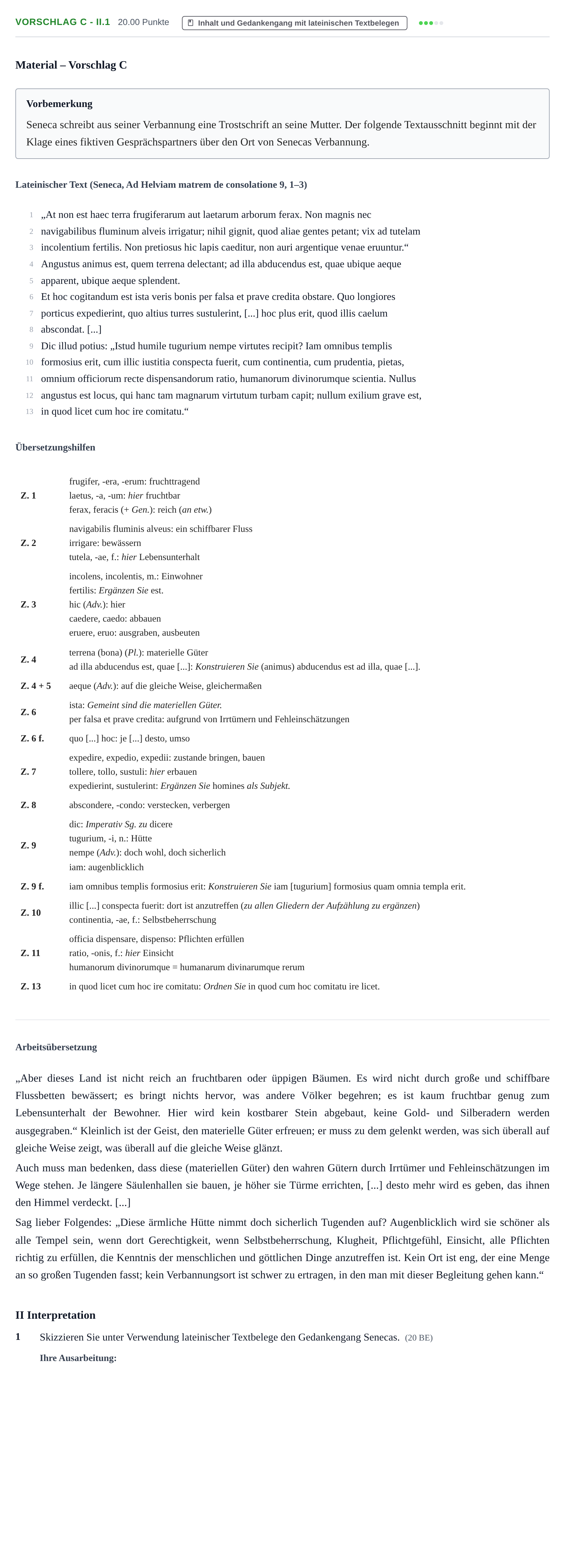 Aufgabenstellung: Aufgabe Vorschlag C - II.1 · Abitur Hessen Latein GK 2022