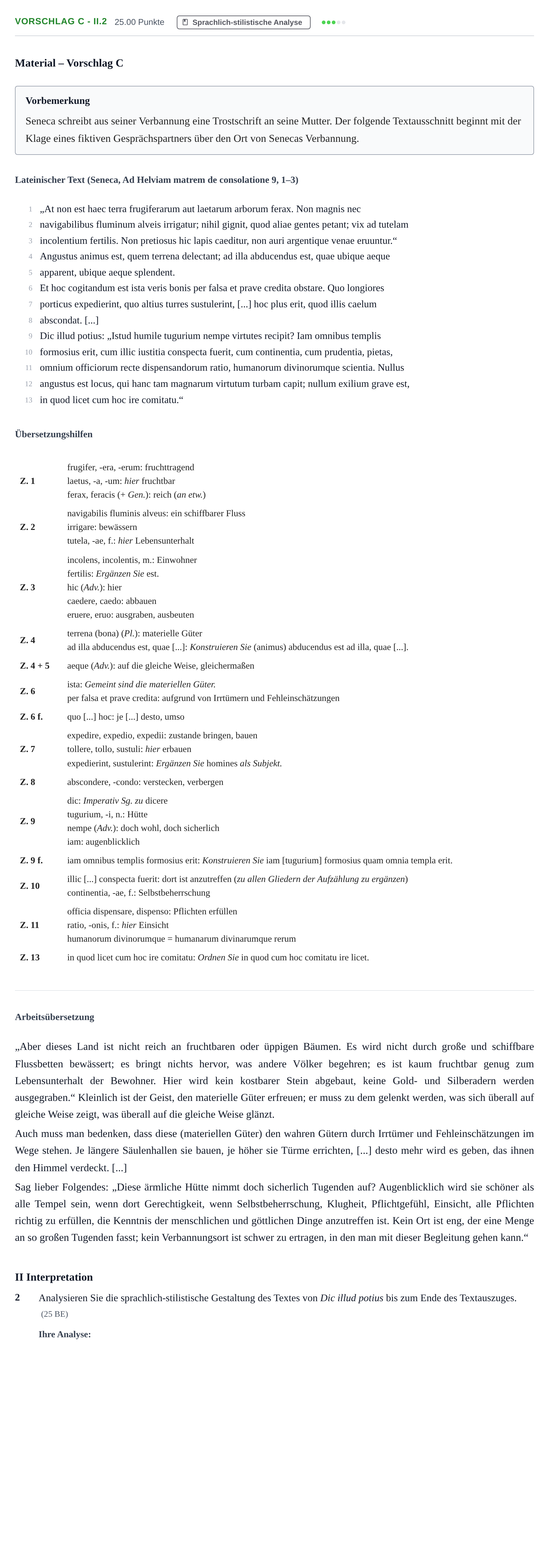 Aufgabenstellung: Aufgabe Vorschlag C - II.2 · Abitur Hessen Latein GK 2022