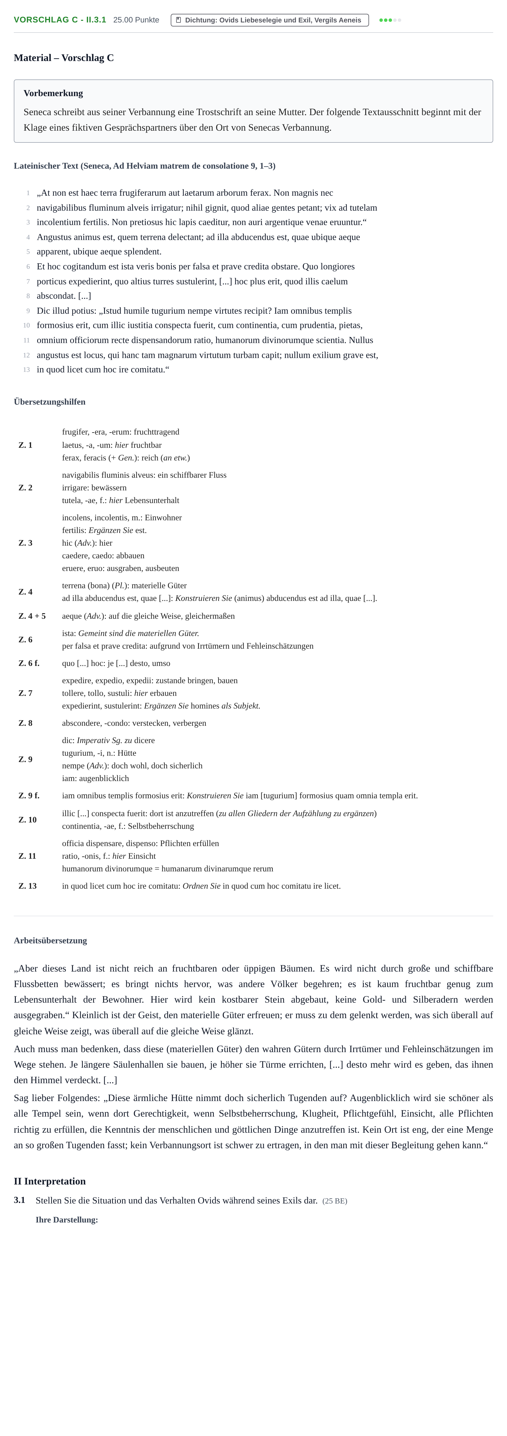 Aufgabenstellung: Aufgabe Vorschlag C - II.3.1 · Abitur Hessen Latein GK 2022