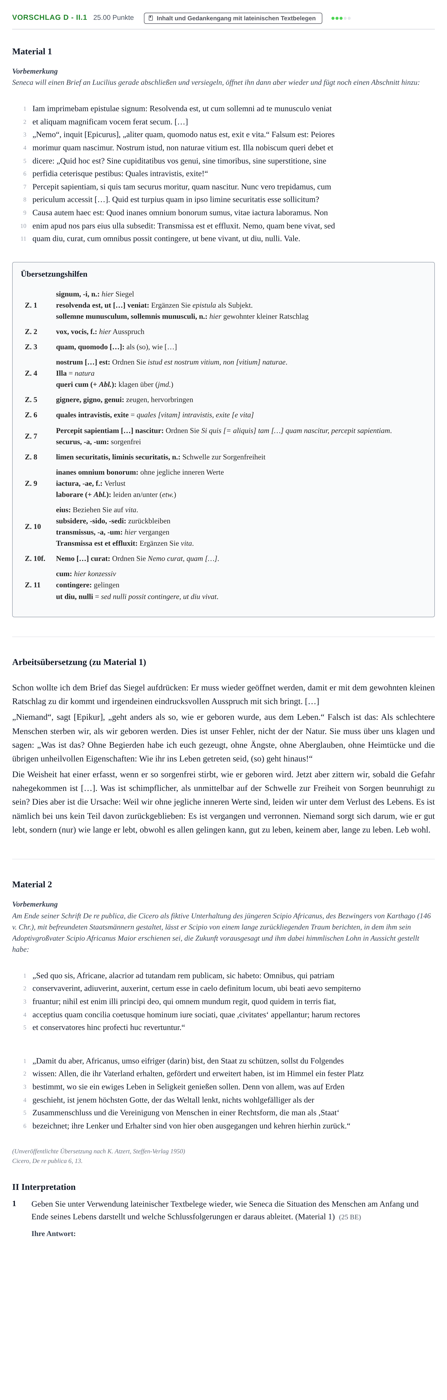 Aufgabenstellung: Aufgabe Vorschlag D - II.1 · Abitur Hessen Latein GK 2022