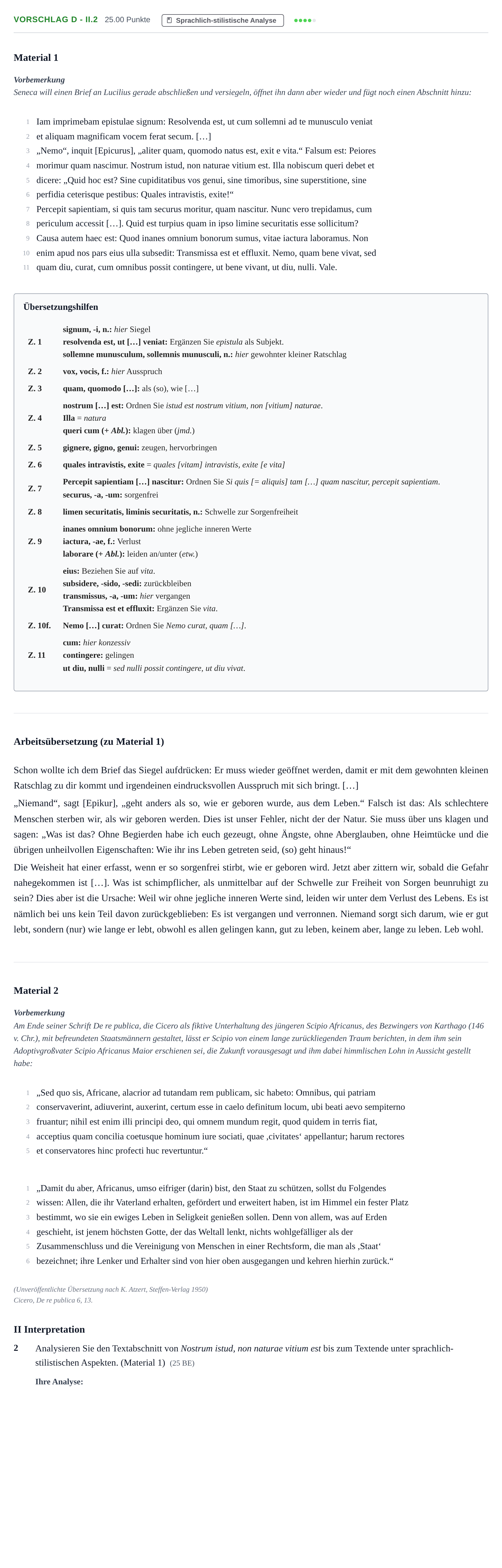 Aufgabenstellung: Aufgabe Vorschlag D - II.2 · Abitur Hessen Latein GK 2022