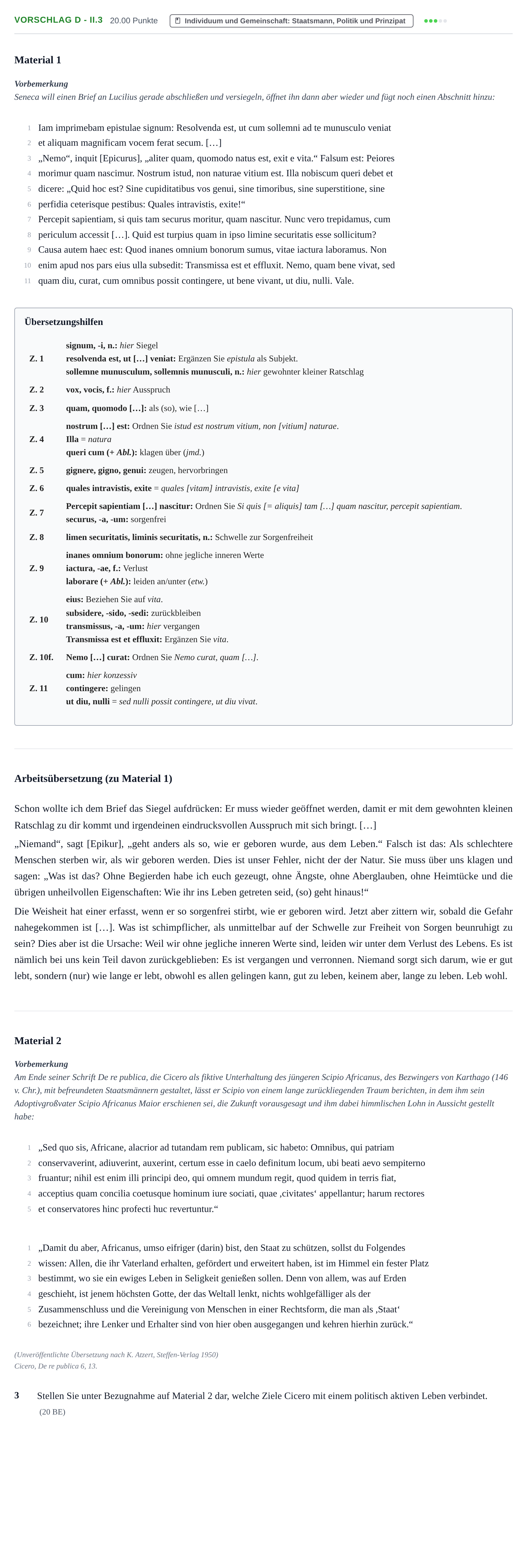Aufgabenstellung: Aufgabe Vorschlag D - II.3 · Abitur Hessen Latein GK 2022
