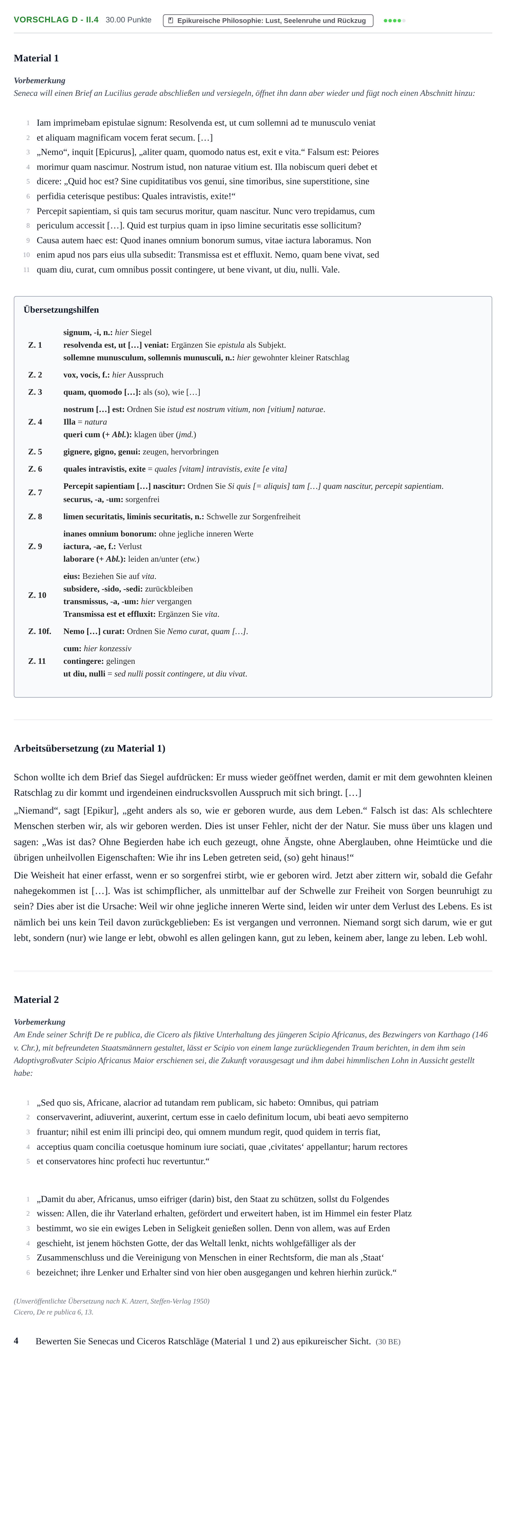 Aufgabenstellung: Aufgabe Vorschlag D - II.4 · Abitur Hessen Latein GK 2022