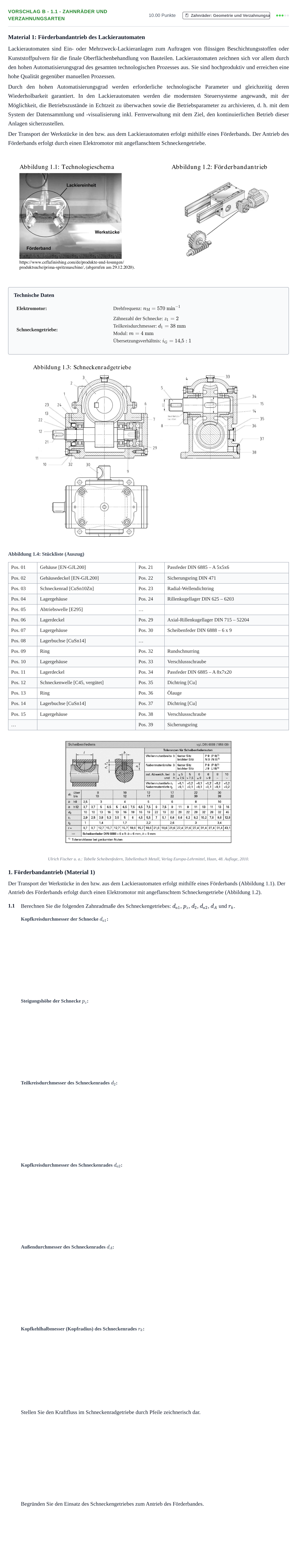 Aufgabenstellung: Aufgabe Vorschlag B - 1.1 - Zahnräder und Verzahnungsarten · Abitur Hessen Mechatronik LK 2022