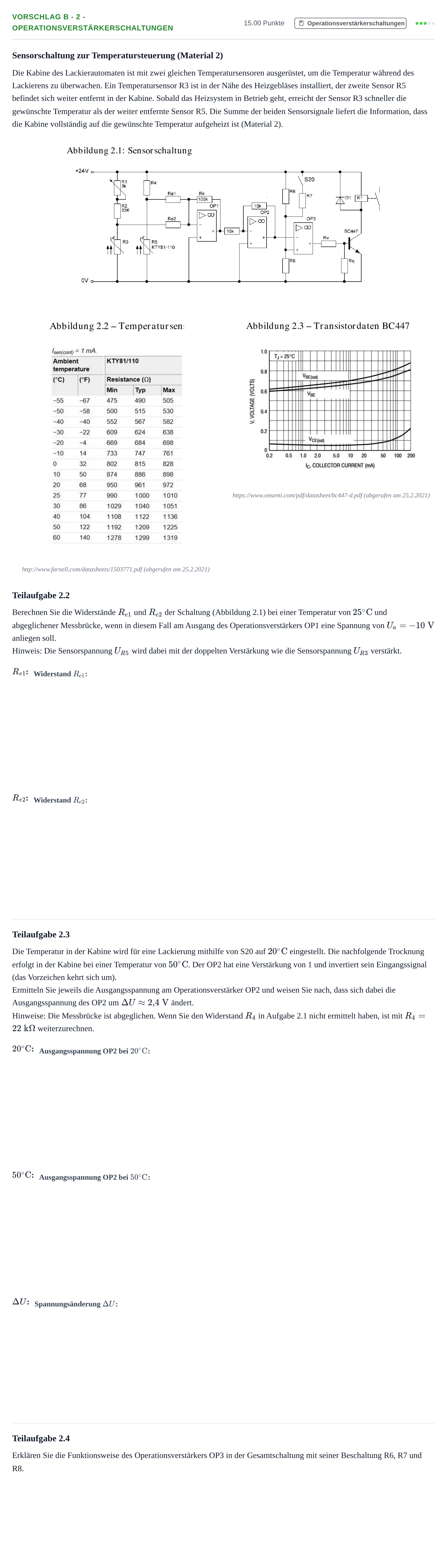 Aufgabenstellung: Aufgabe Vorschlag B - 2 - Operationsverstärkerschaltungen · Abitur Hessen Mechatronik LK 2022