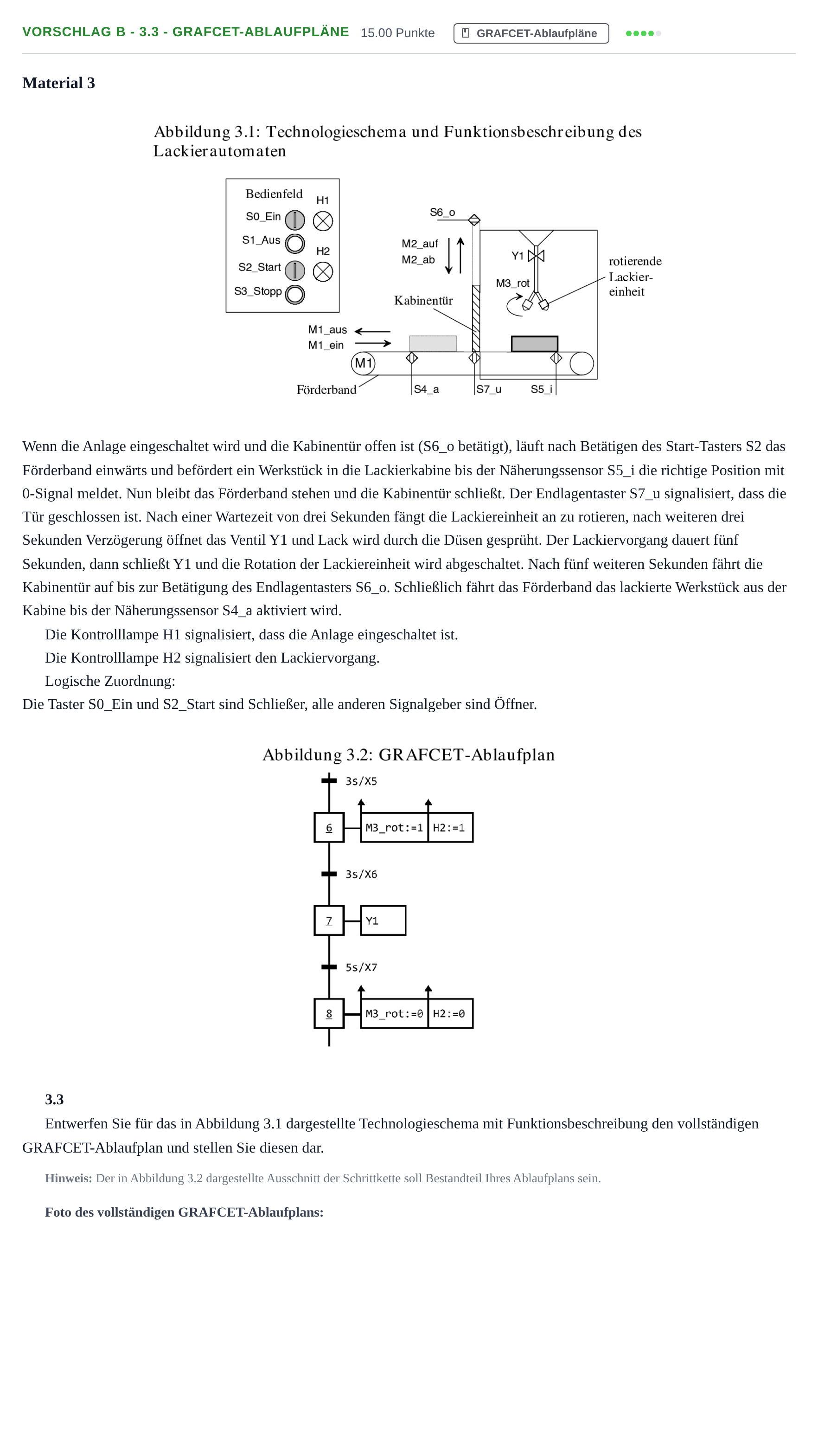 Aufgabenstellung: Aufgabe Vorschlag B - 3.3 - GRAFCET-Ablaufpläne · Abitur Hessen Mechatronik LK 2022