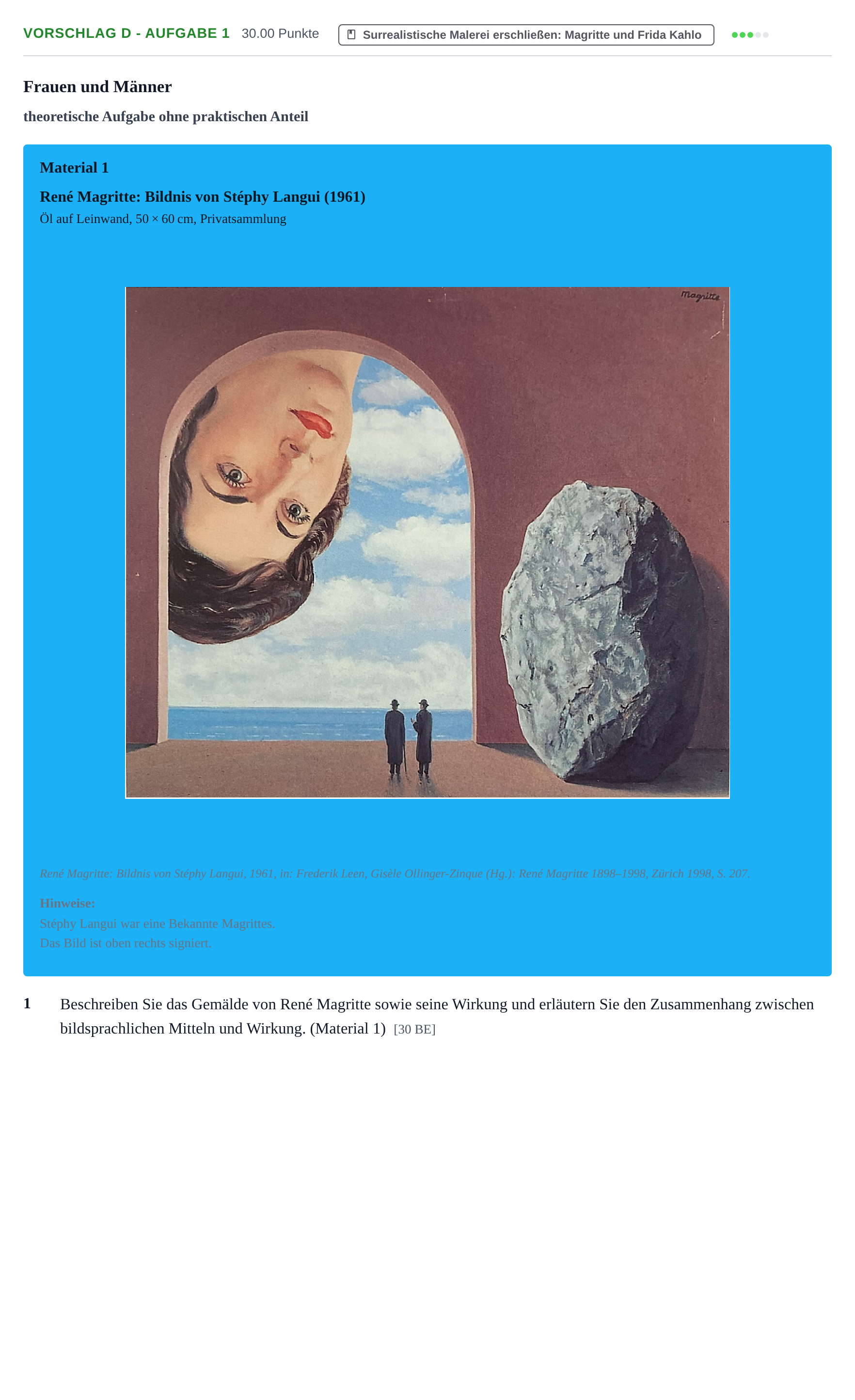 Aufgabenstellung: Aufgabe Vorschlag D - Aufgabe 1 · Abitur Hessen Kunst LK 2022