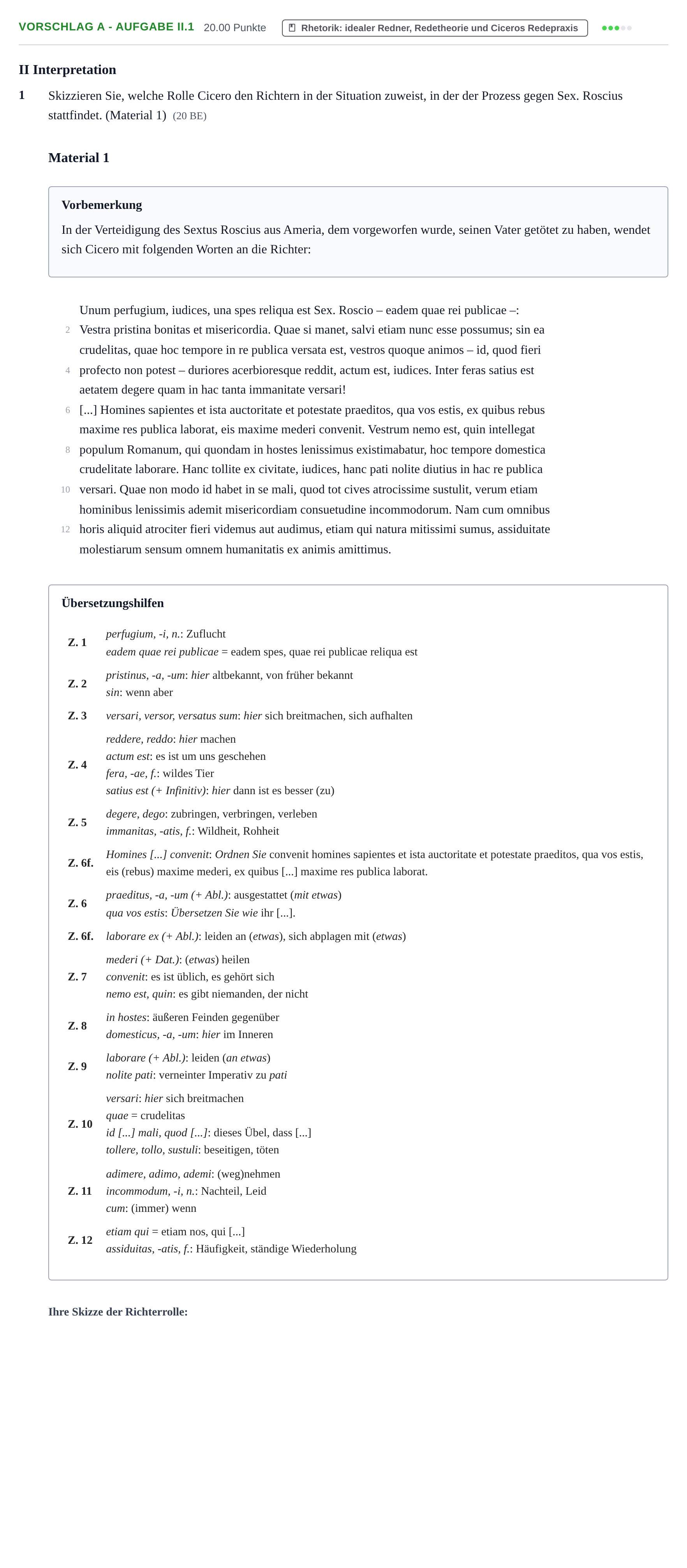 Aufgabenstellung: Aufgabe Vorschlag A - Aufgabe II.1 · Abitur Hessen Latein LK 2022