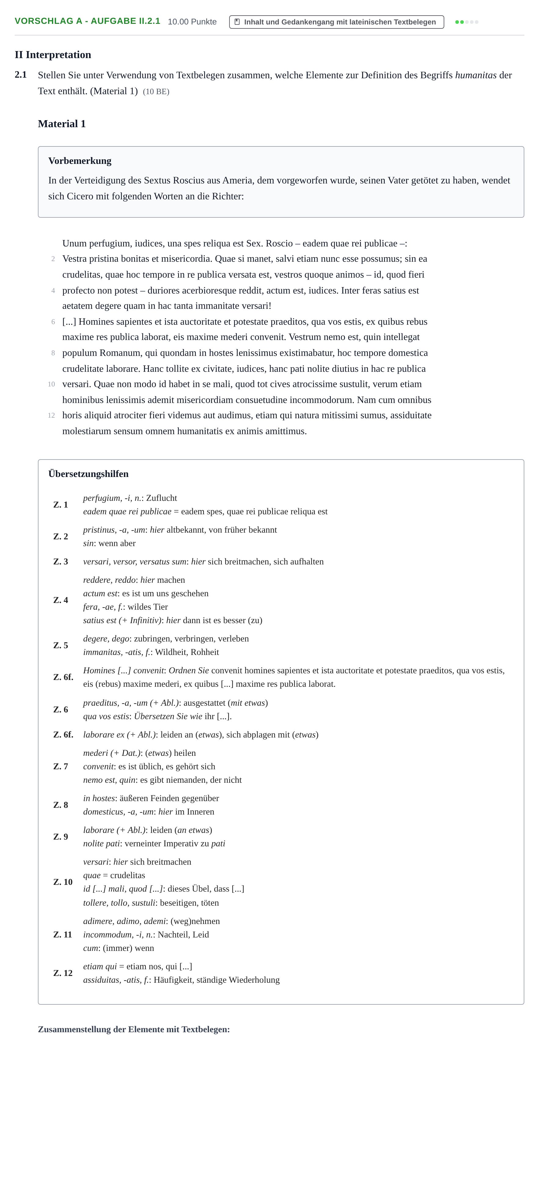 Aufgabenstellung: Aufgabe Vorschlag A - Aufgabe II.2.1 · Abitur Hessen Latein LK 2022