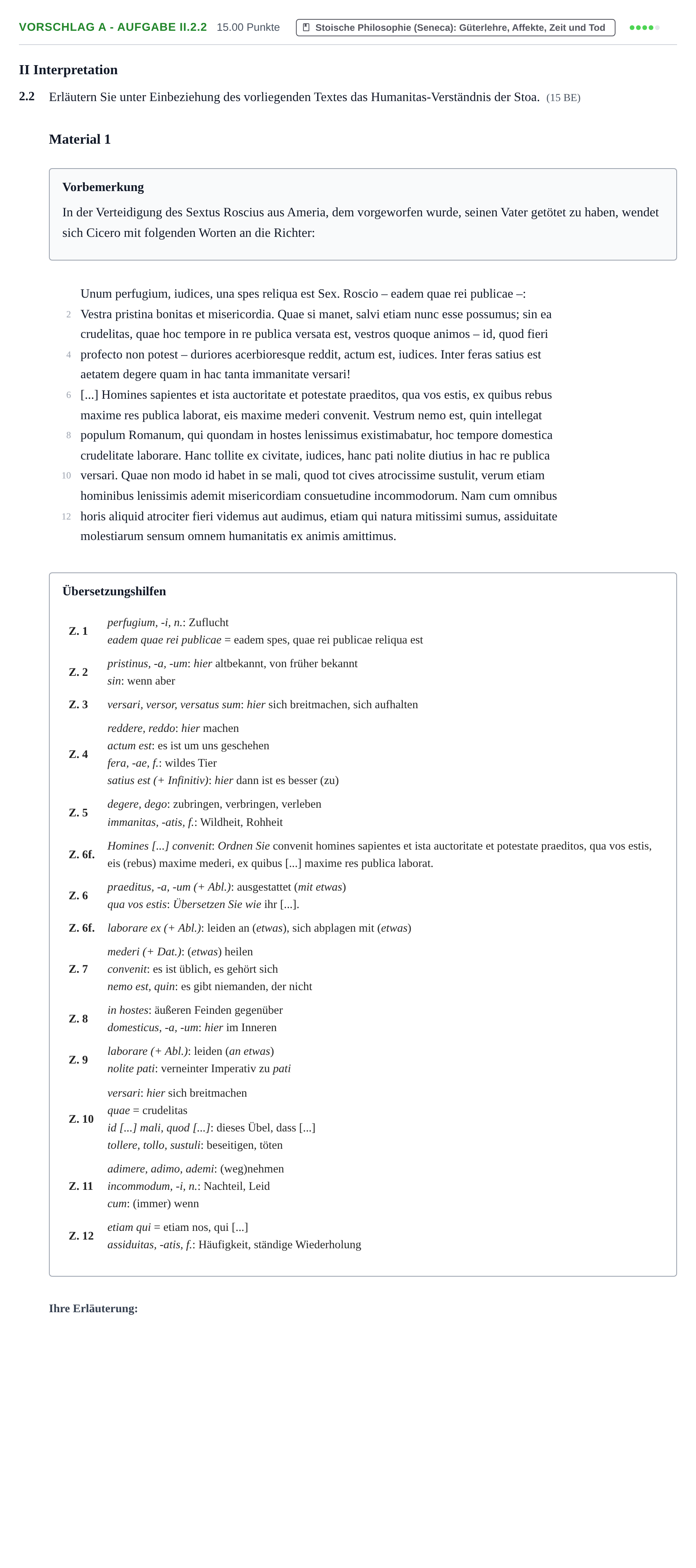 Aufgabenstellung: Aufgabe Vorschlag A - Aufgabe II.2.2 · Abitur Hessen Latein LK 2022