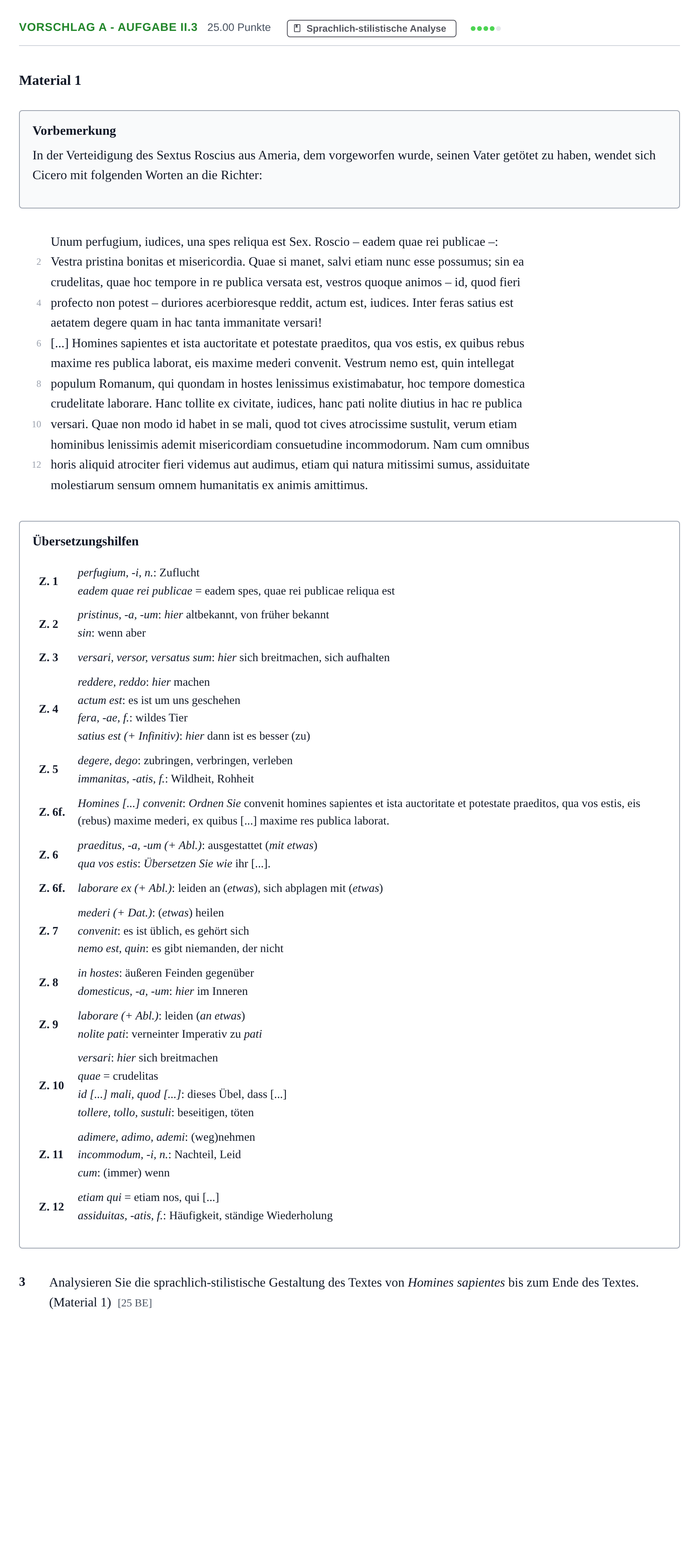 Aufgabenstellung: Aufgabe Vorschlag A - Aufgabe II.3 · Abitur Hessen Latein LK 2022