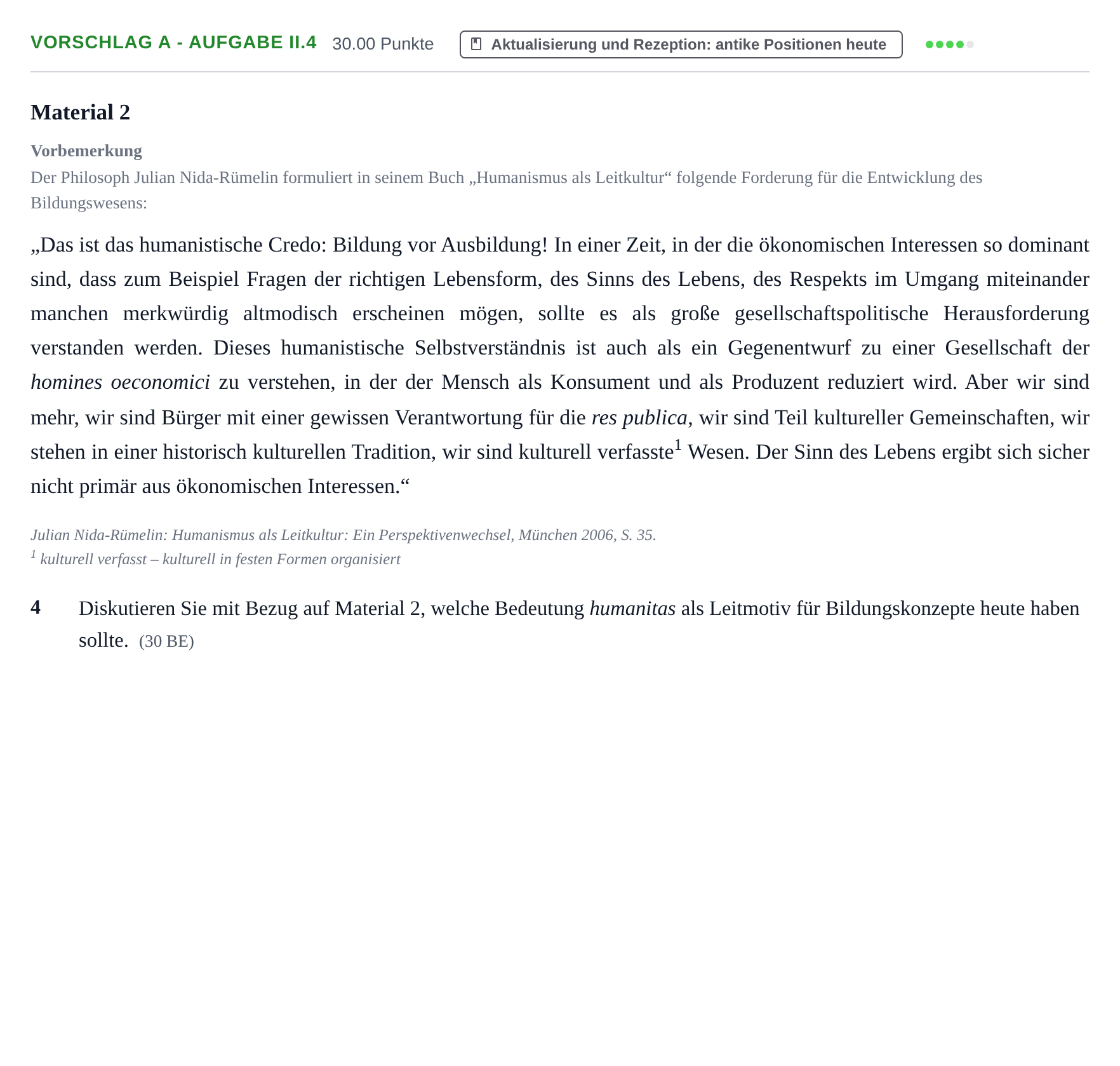 Aufgabenstellung: Aufgabe Vorschlag A - Aufgabe II.4 · Abitur Hessen Latein LK 2022