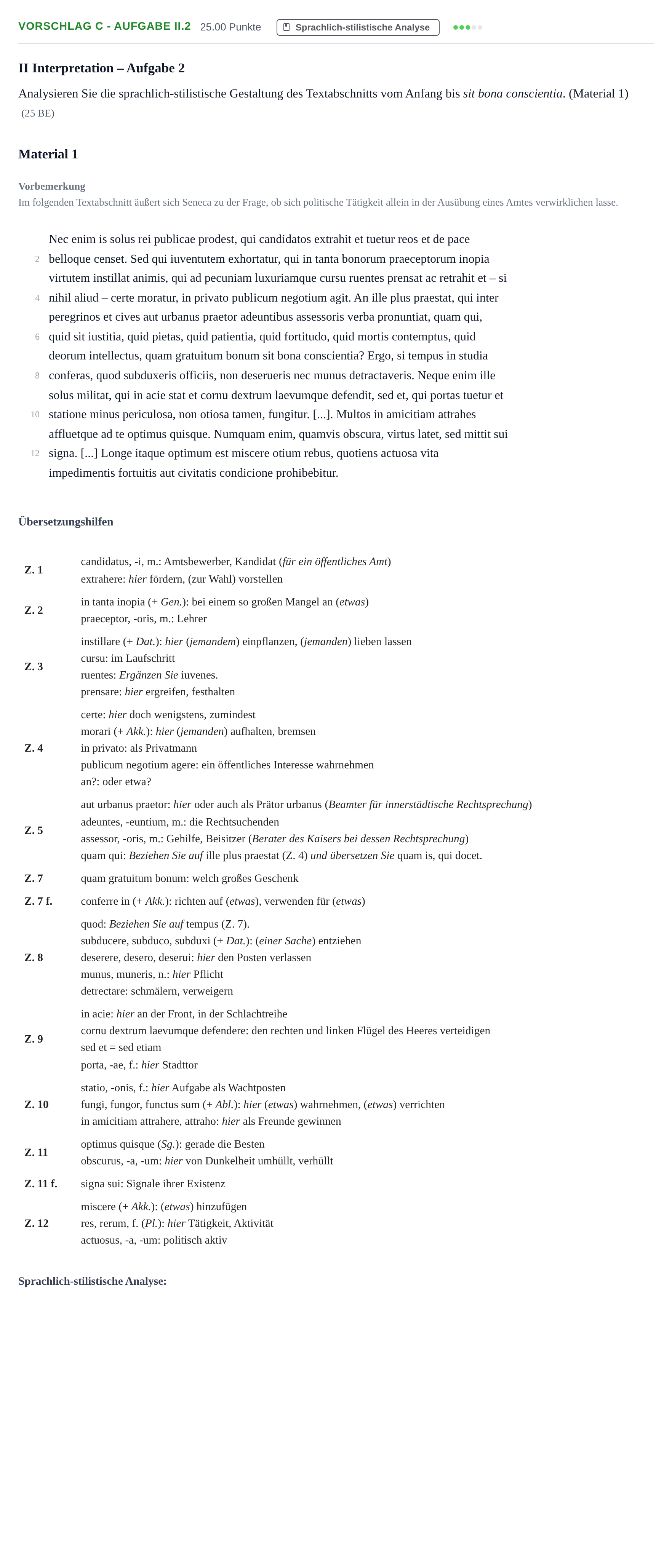 Aufgabenstellung: Aufgabe Vorschlag C - Aufgabe II.2 · Abitur Hessen Latein LK 2022