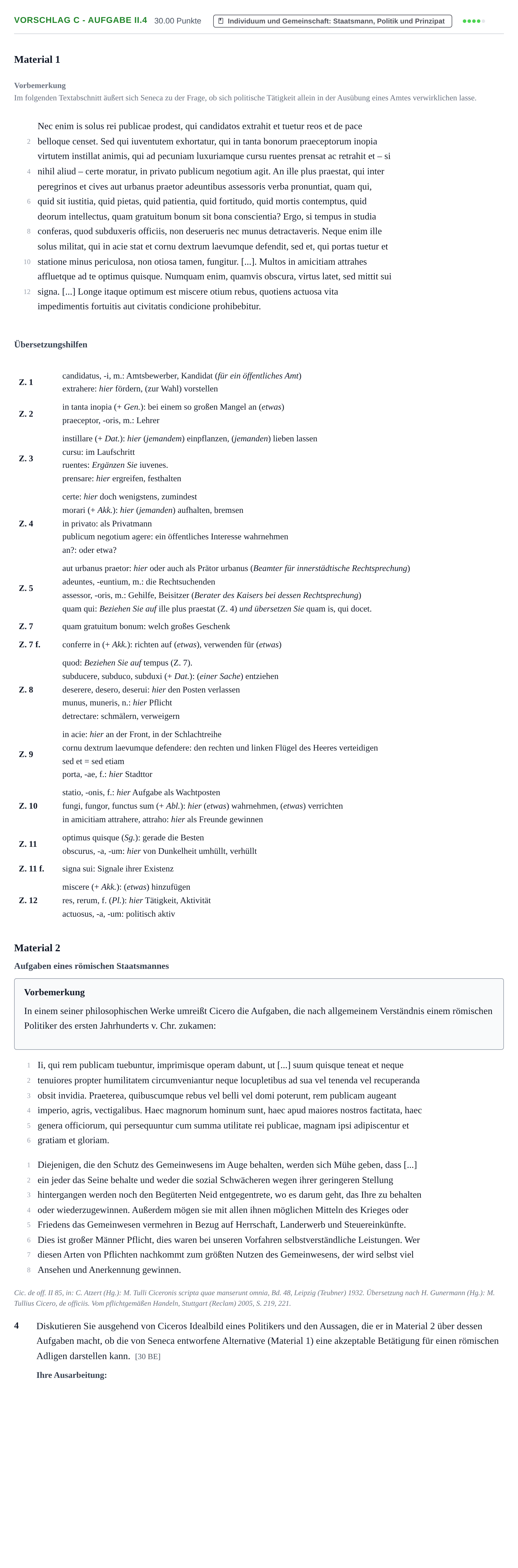 Aufgabenstellung: Aufgabe Vorschlag C - Aufgabe II.4 · Abitur Hessen Latein LK 2022