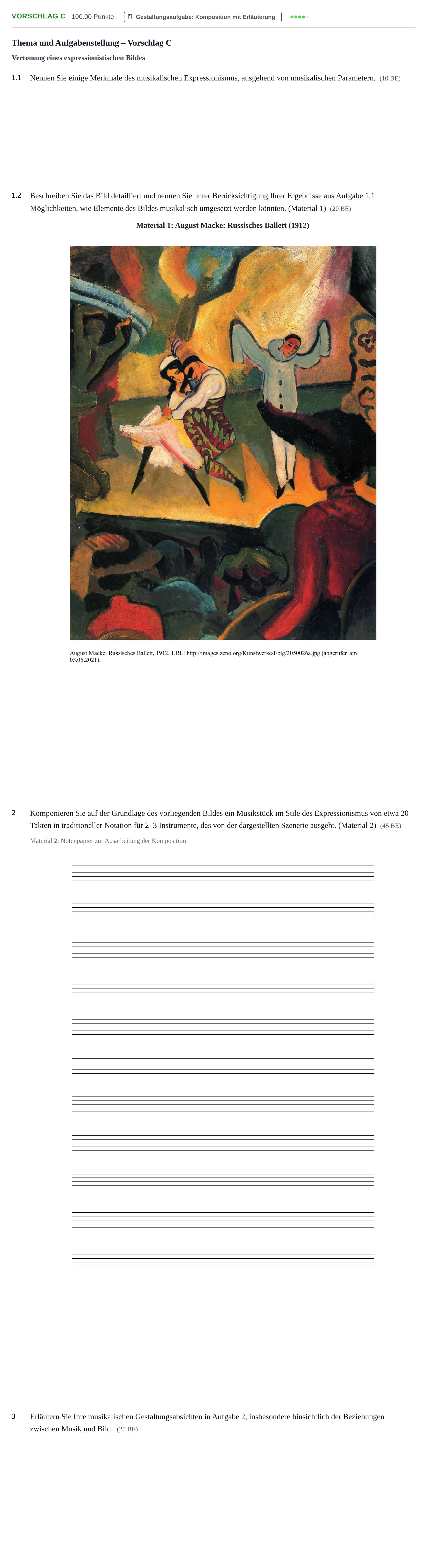 Aufgabenstellung: Aufgabe Vorschlag C · Abitur Hessen Musik LK 2022
