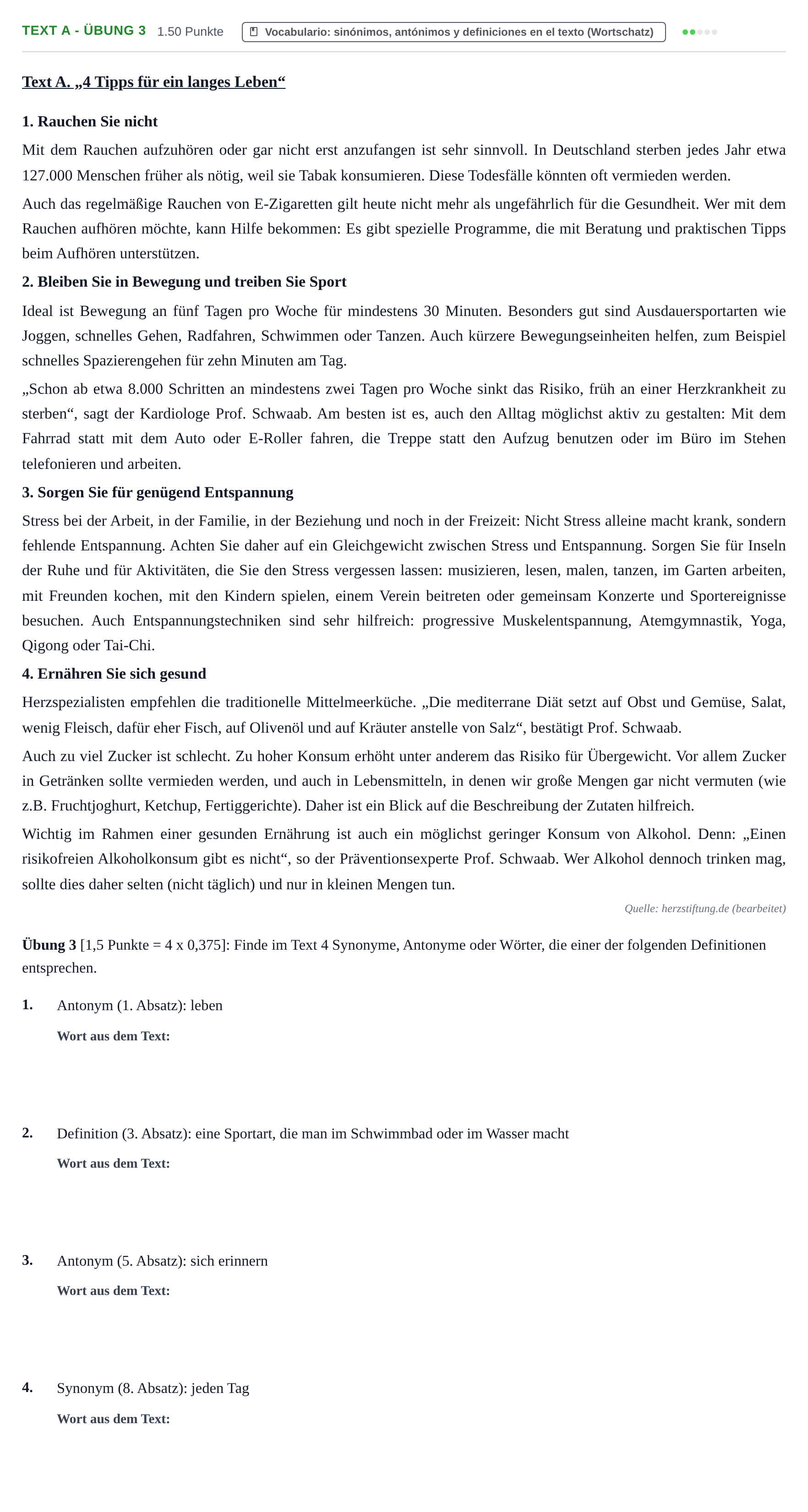 Enunciado: Ejercicio Text A - Übung 3 · Alemán PAU Cantabria Extraordinaria 2026