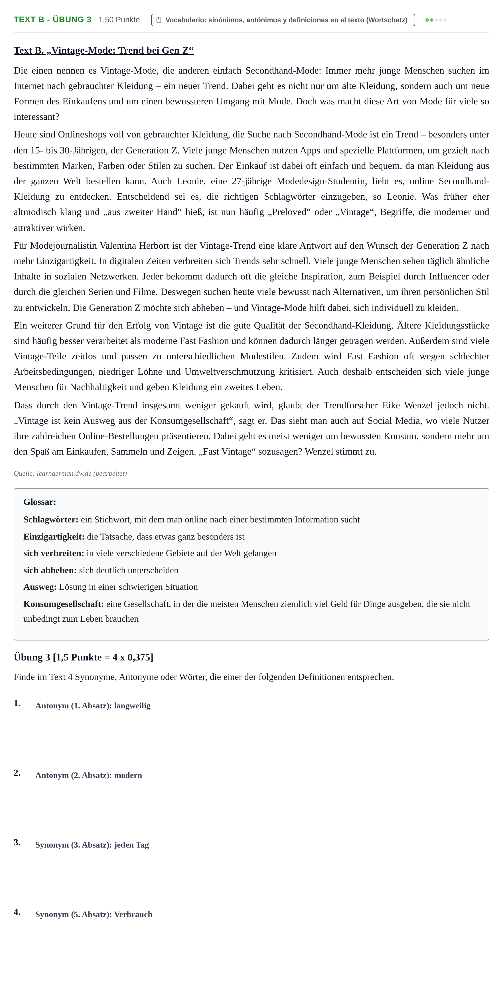 Enunciado: Ejercicio Text B - Übung 3 · Alemán PAU Cantabria Ordinaria 2026