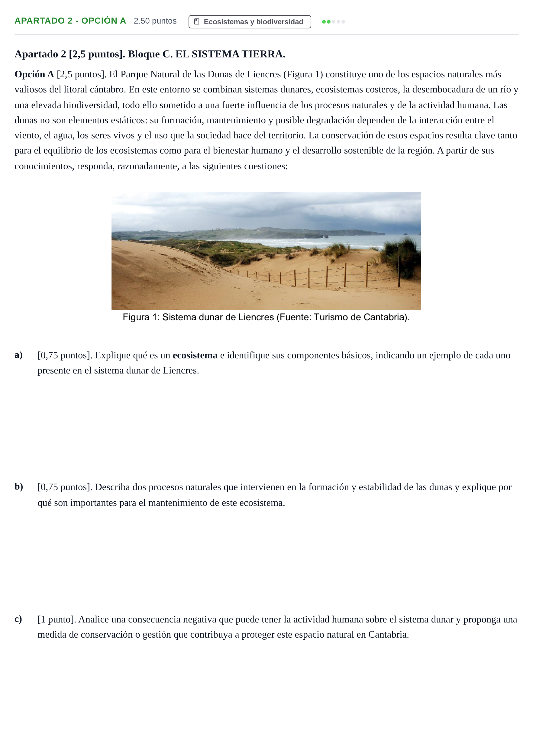 Enunciado: Apartado 2 - Opción A · Ciencias Generales PAU Cantabria Extraordinaria 2026