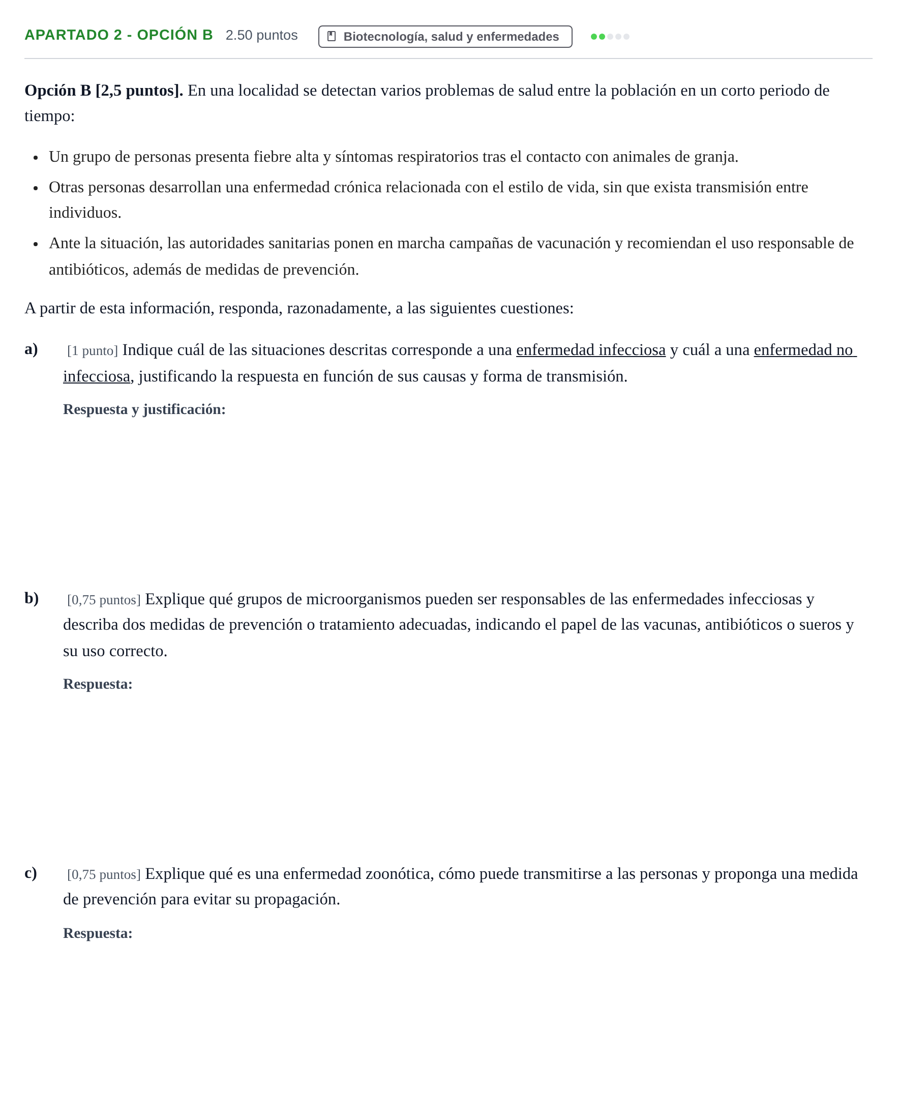 Enunciado: Apartado 2 - Opción B · Ciencias Generales PAU Cantabria Extraordinaria 2026