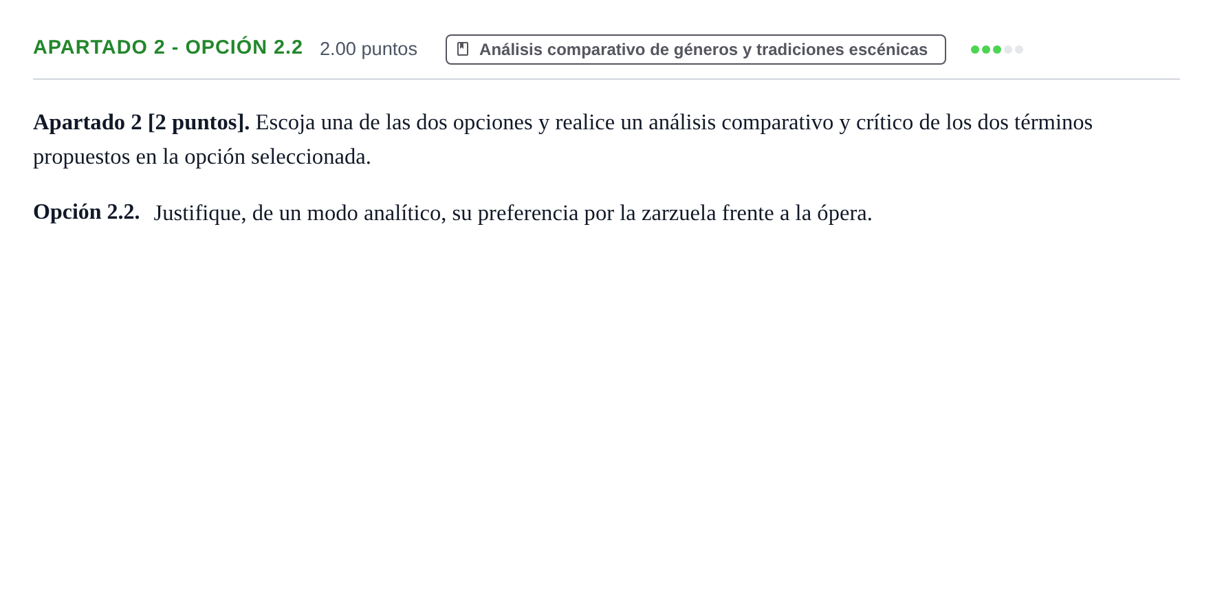 Enunciado: Apartado 2 - Opción 2.2 · Artes Escénicas PAU Cantabria Ordinaria 2026