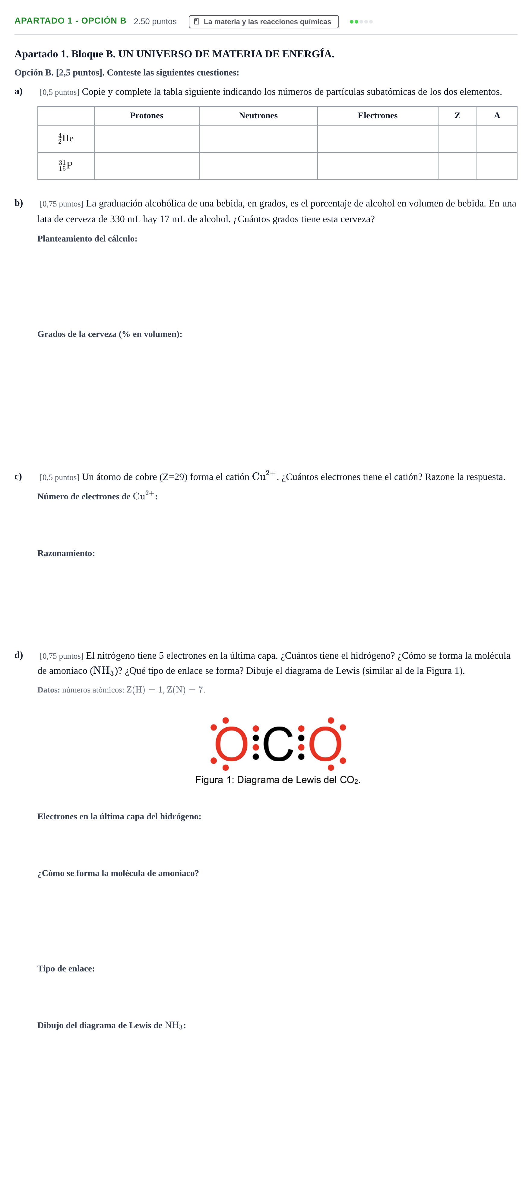 Enunciado: Apartado 1 - Opción B · Ciencias Generales PAU Cantabria Ordinaria 2026