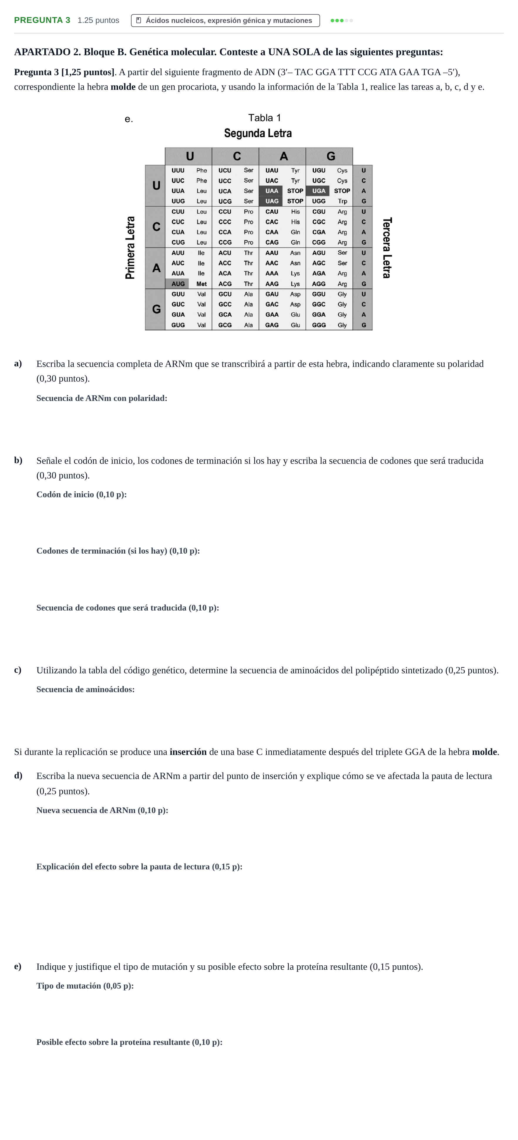 Enunciado: Pregunta 3 · Biología PAU Cantabria Extraordinaria 2026