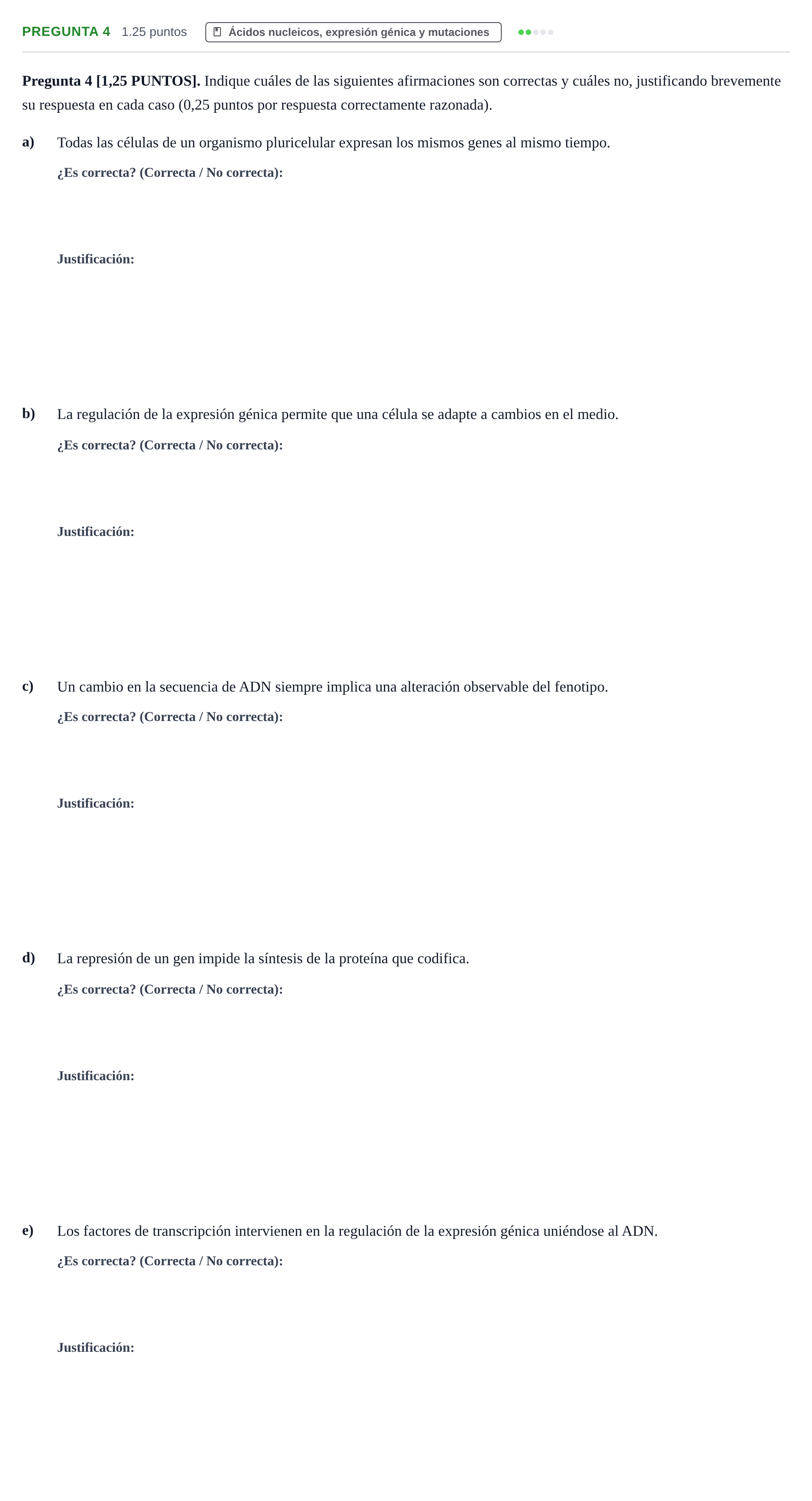 Enunciado: Pregunta 4 · Biología PAU Cantabria Extraordinaria 2026