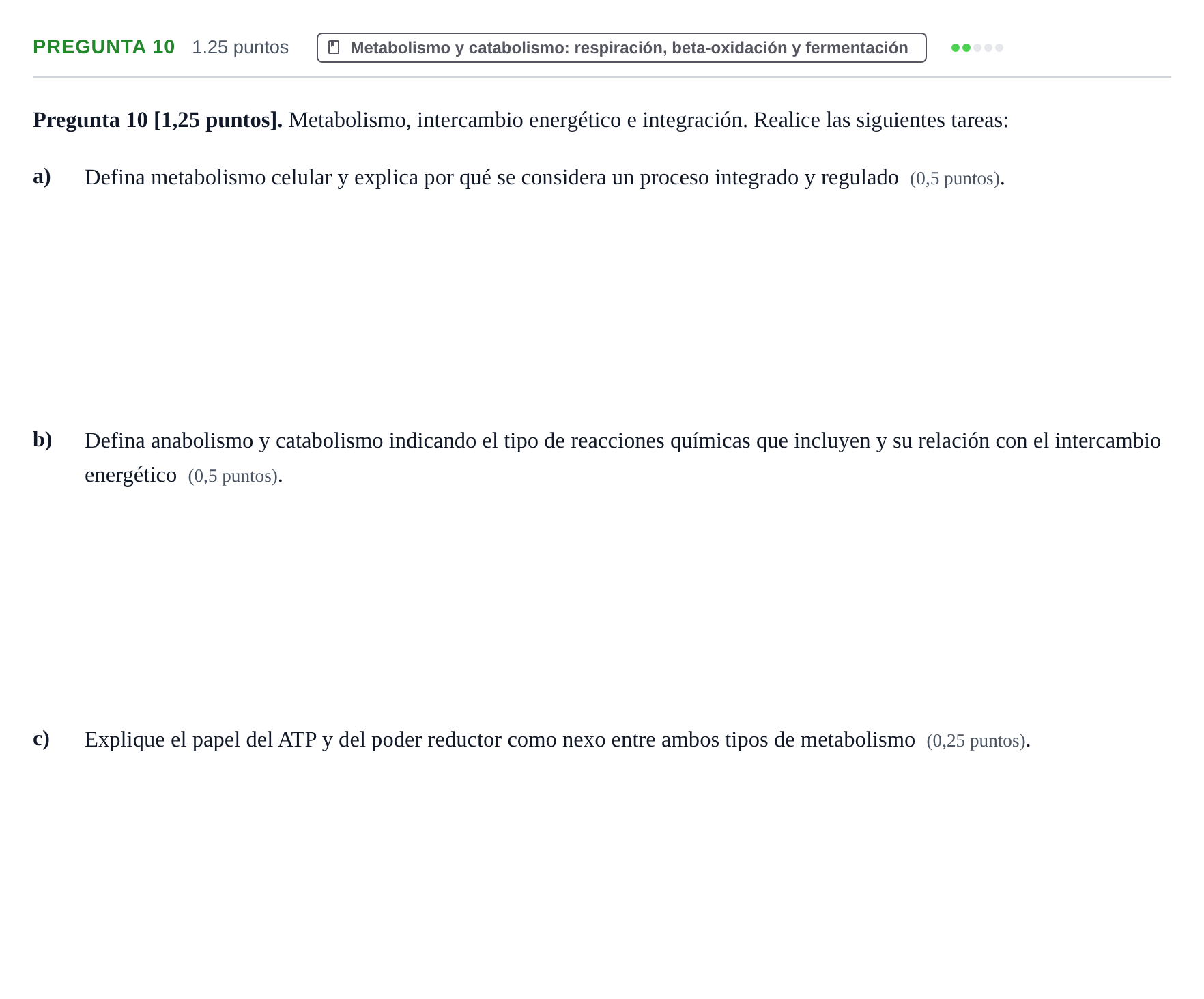 Enunciado: Pregunta 10 · Biología PAU Cantabria Ordinaria 2026