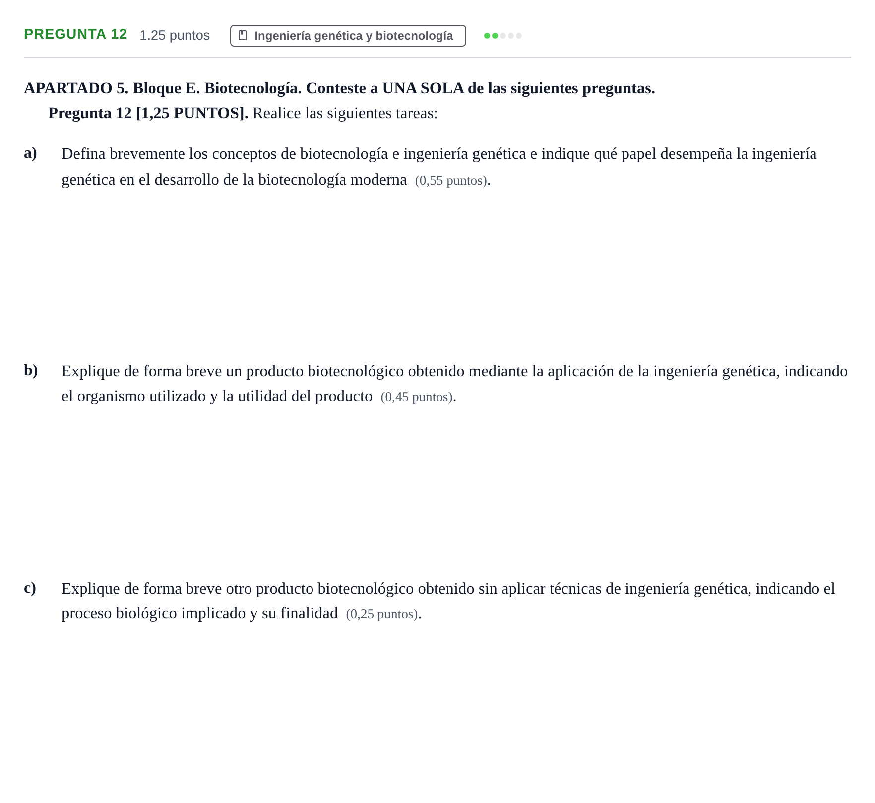 Enunciado: Pregunta 12 · Biología PAU Cantabria Ordinaria 2026