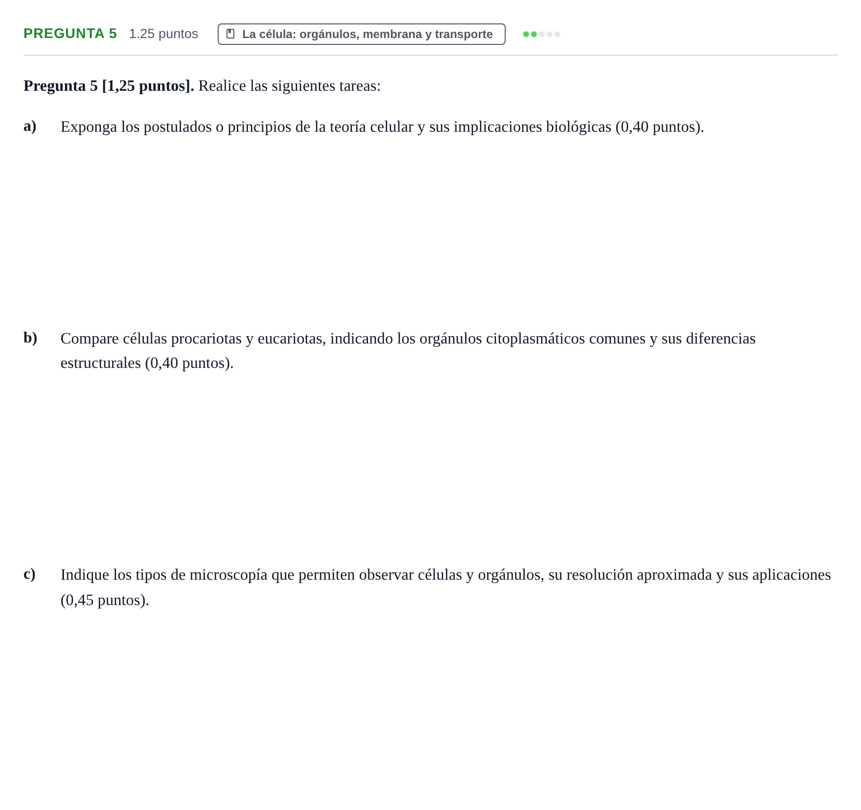 Enunciado: Pregunta 5 · Biología PAU Cantabria Ordinaria 2026
