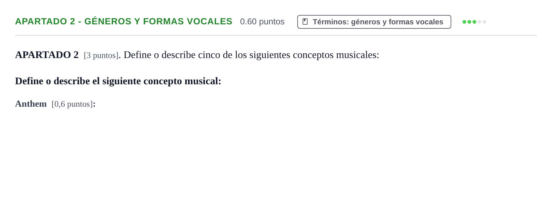 Enunciado: Apartado 2 - Géneros y formas vocales · Análisis Musical II PAU Cantabria Ordinaria 2026