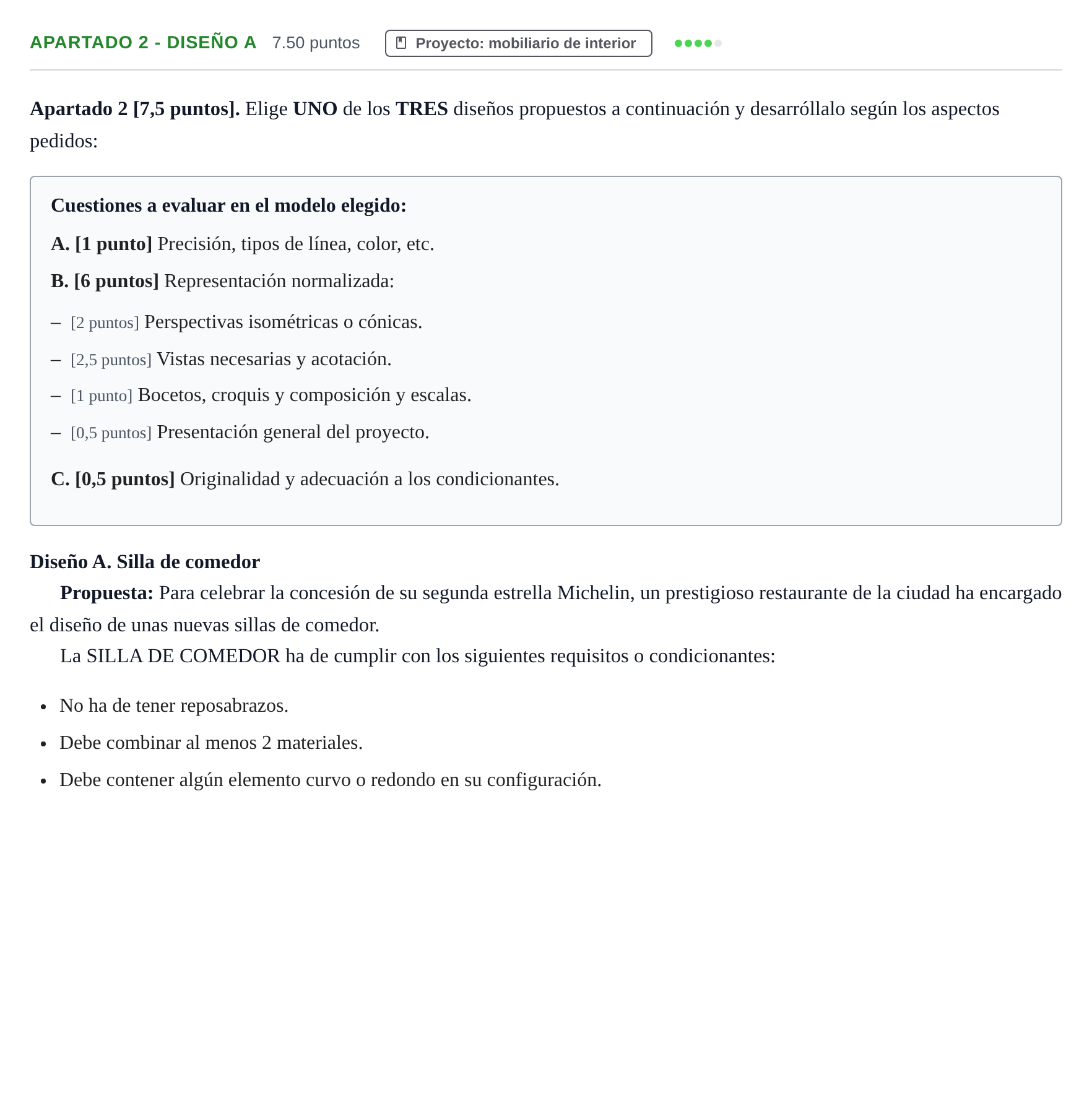 Enunciado: Apartado 2 - Diseño A · Diseño PAU Cantabria Ordinaria 2026