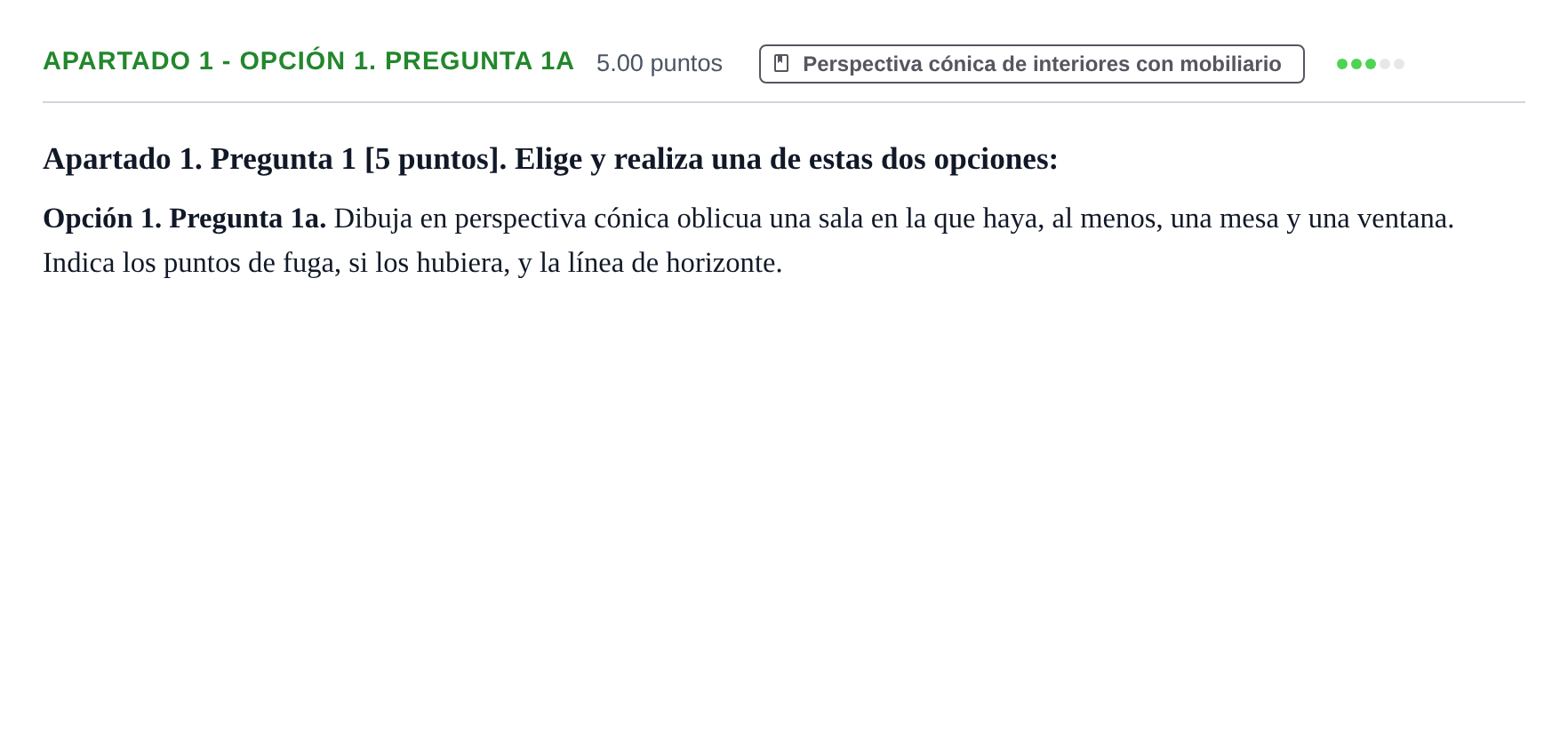 Enunciado: Apartado 1 - Opción 1. Pregunta 1a · Dibujo Técnico Aplicado a las Artes Plásticas y al Diseño PAU Cantabria Extraordinaria 2026