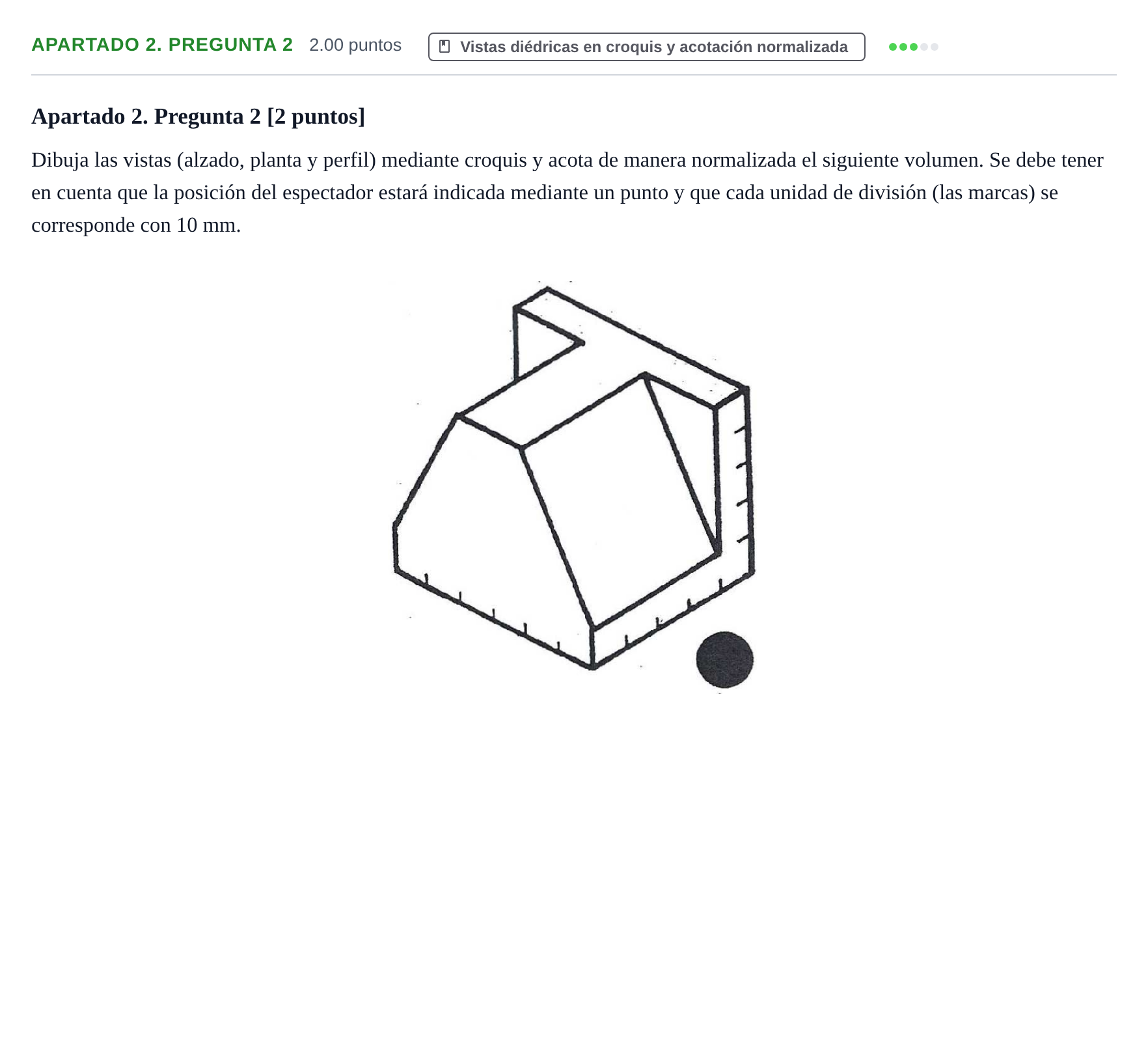 Enunciado: Apartado 2. Pregunta 2 · Dibujo Técnico Aplicado a las Artes Plásticas y al Diseño PAU Cantabria Extraordinaria 2026