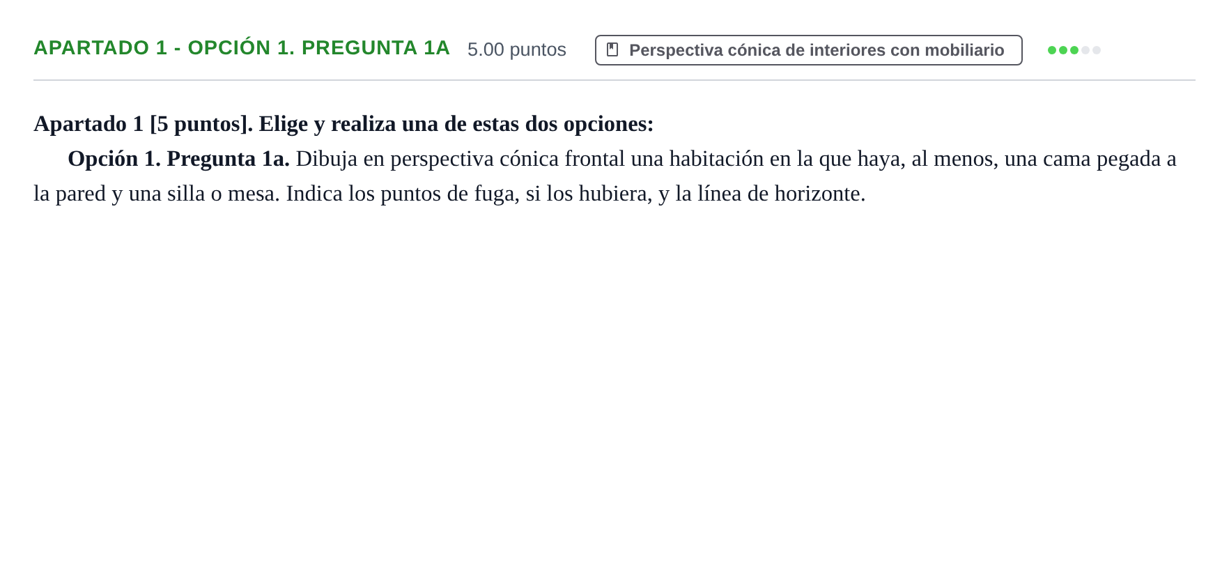 Enunciado: Apartado 1 - Opción 1. Pregunta 1a · Dibujo Técnico Aplicado a las Artes Plásticas y al Diseño PAU Cantabria Ordinaria 2026