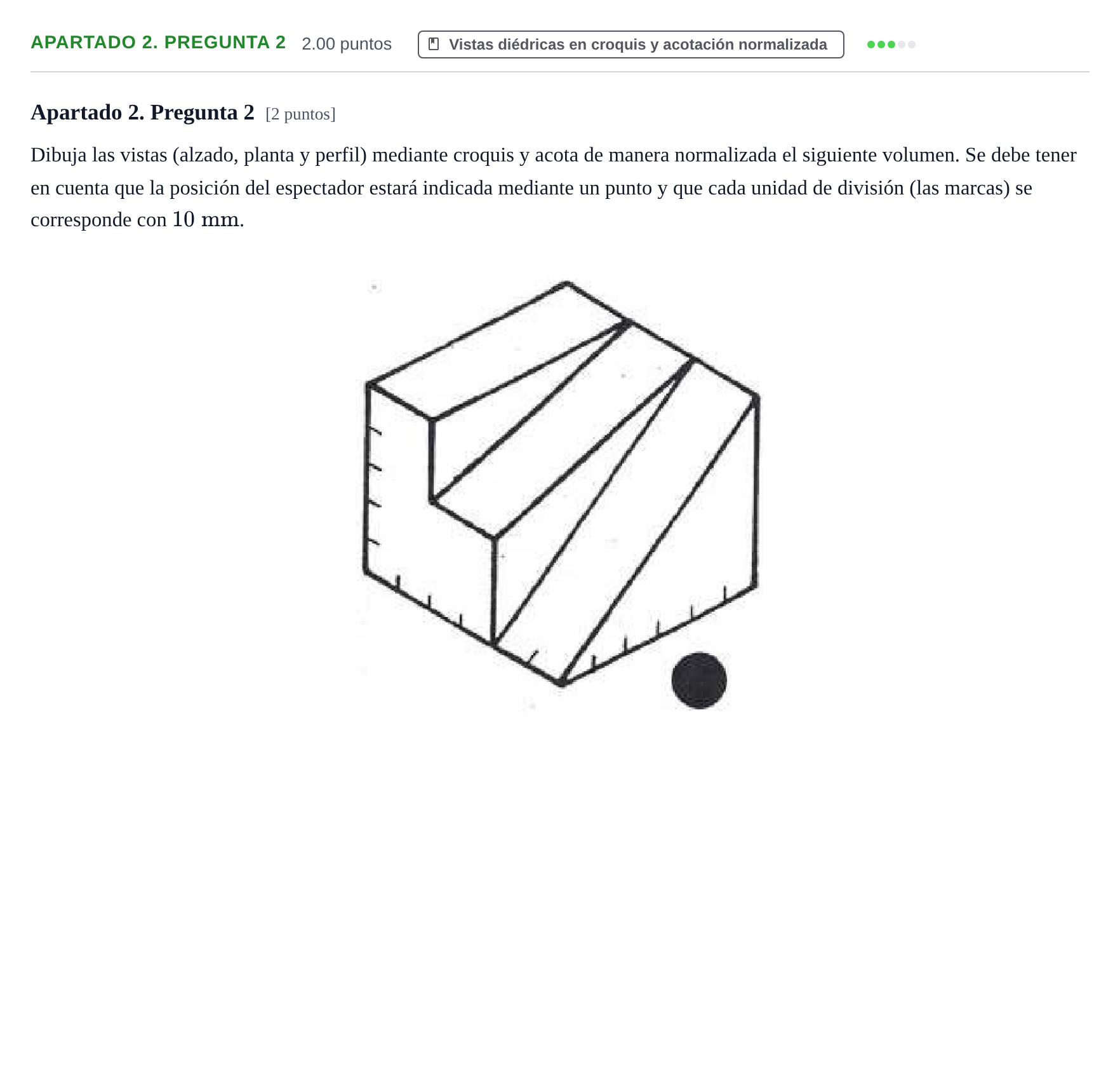 Enunciado: Apartado 2. Pregunta 2 · Dibujo Técnico Aplicado a las Artes Plásticas y al Diseño PAU Cantabria Ordinaria 2026