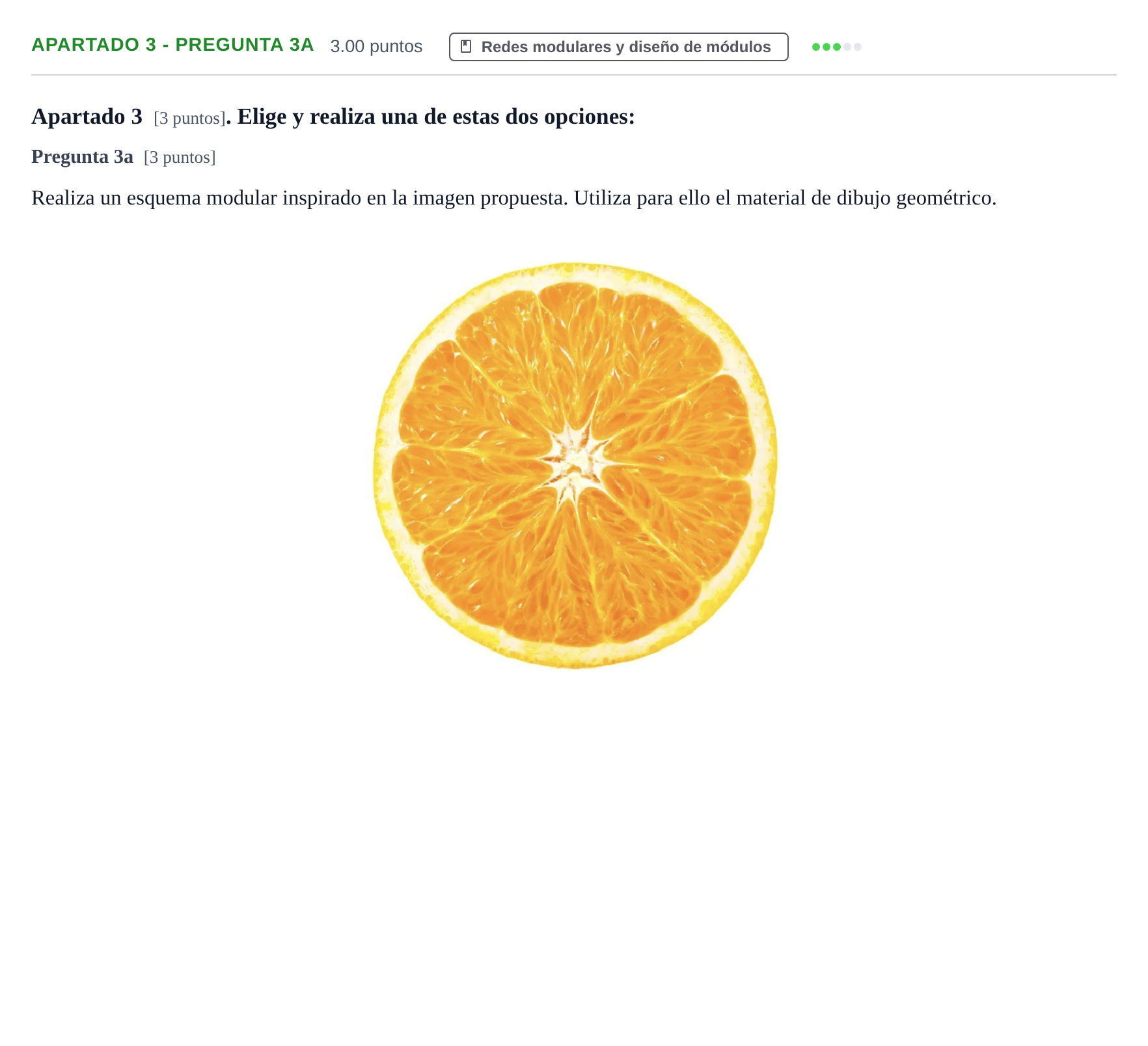 Enunciado: Apartado 3 - Pregunta 3a · Dibujo Técnico Aplicado a las Artes Plásticas y al Diseño PAU Cantabria Ordinaria 2026