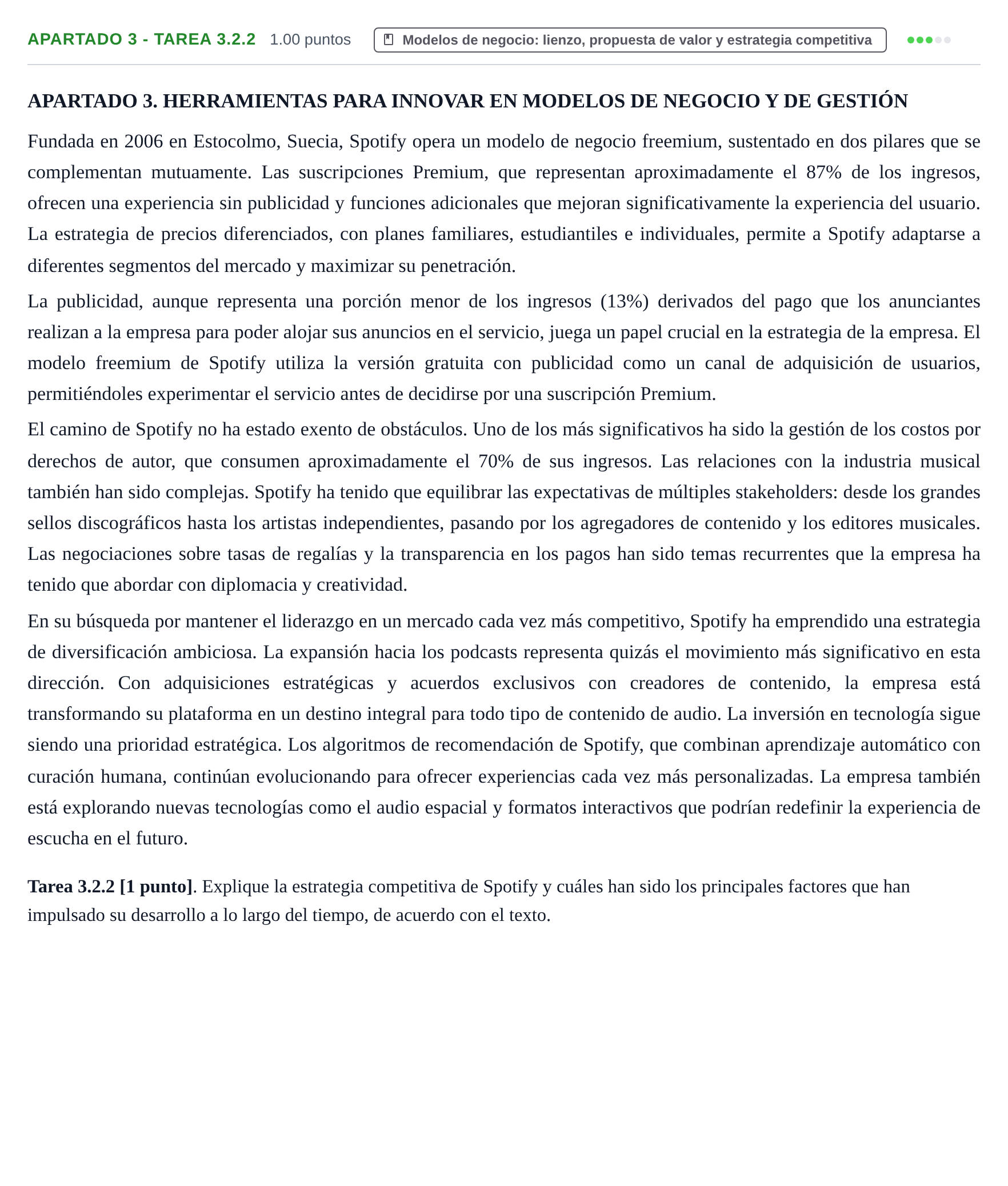 Enunciado: Apartado 3 - Tarea 3.2.2 · Empresa y Diseño de Modelos de Negocio PAU Cantabria Extraordinaria 2026