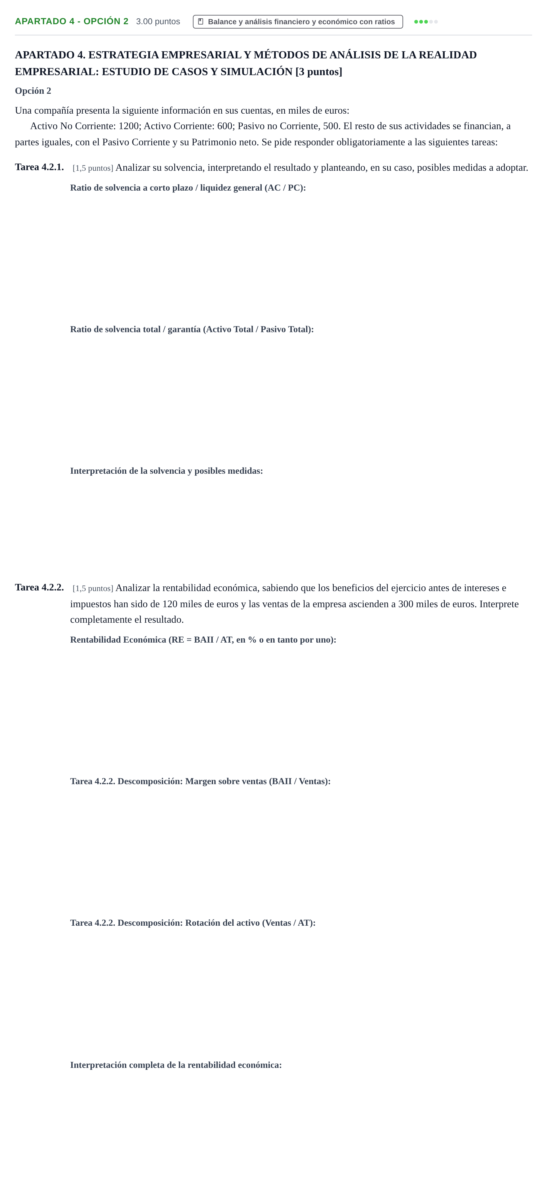 Enunciado: Apartado 4 - Opción 2 · Empresa y Diseño de Modelos de Negocio PAU Cantabria Extraordinaria 2026